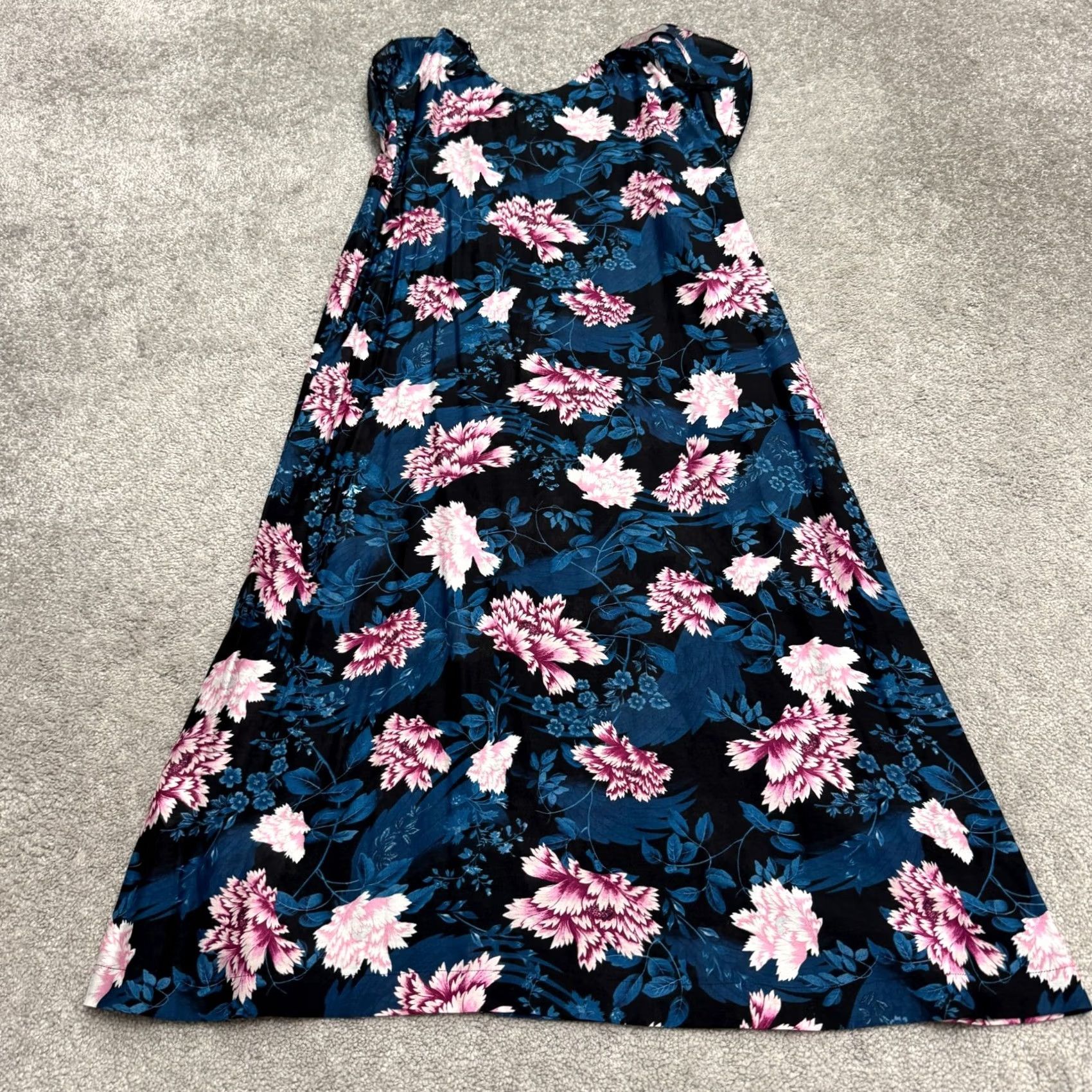 Vintage Seafolly Moonflower Floral Midi Sun Dress Women XS Blue Silk Strappy Summer Boho Sleeveless Square Neck Size XS / US 0-2 / IT 36-38 - 5 Thumbnail