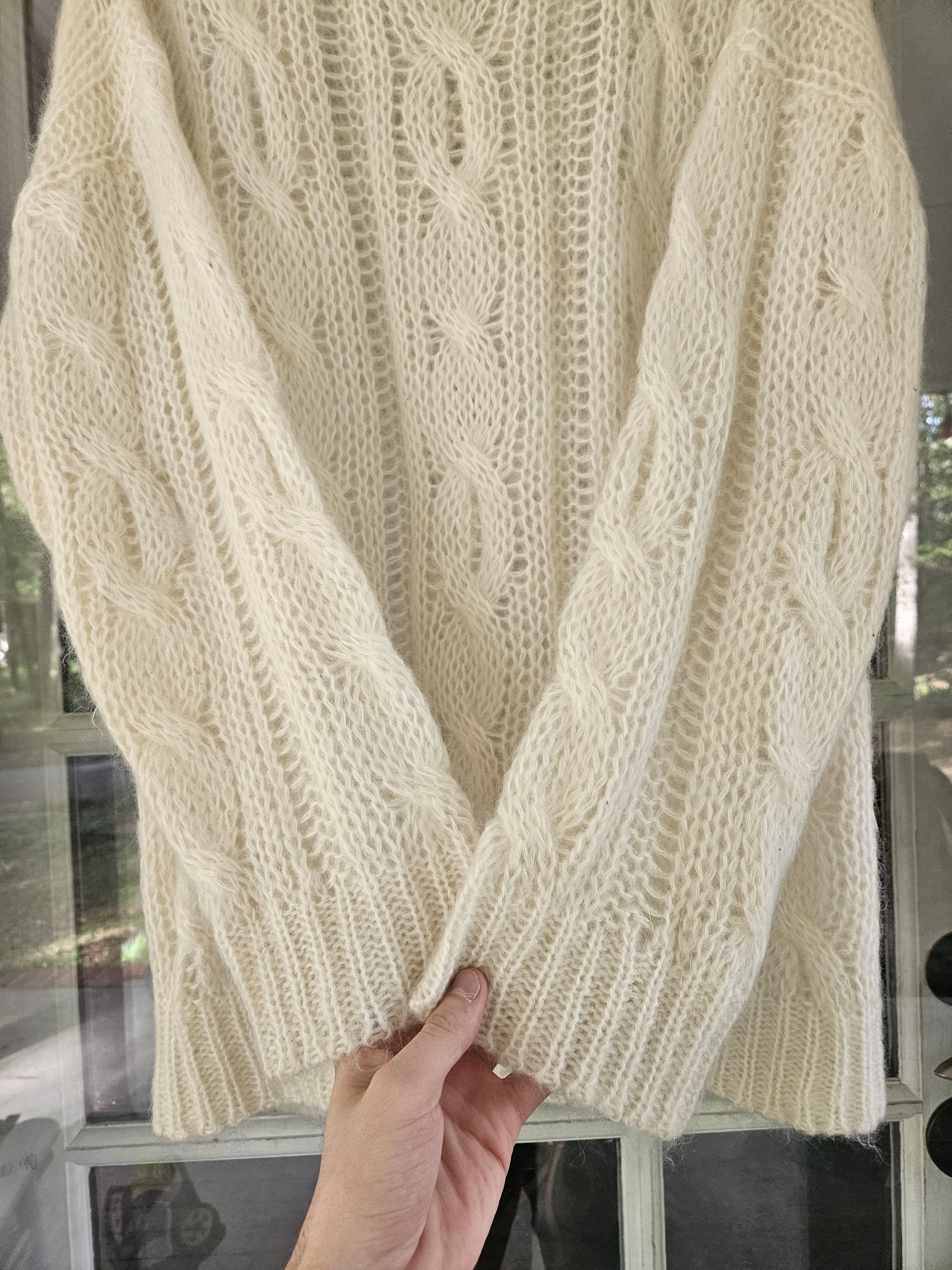 Celine Hedi Aran Runway Mohair Cable Knit Sweater Size US M / EU 48-50 / 2 - 4 Thumbnail
