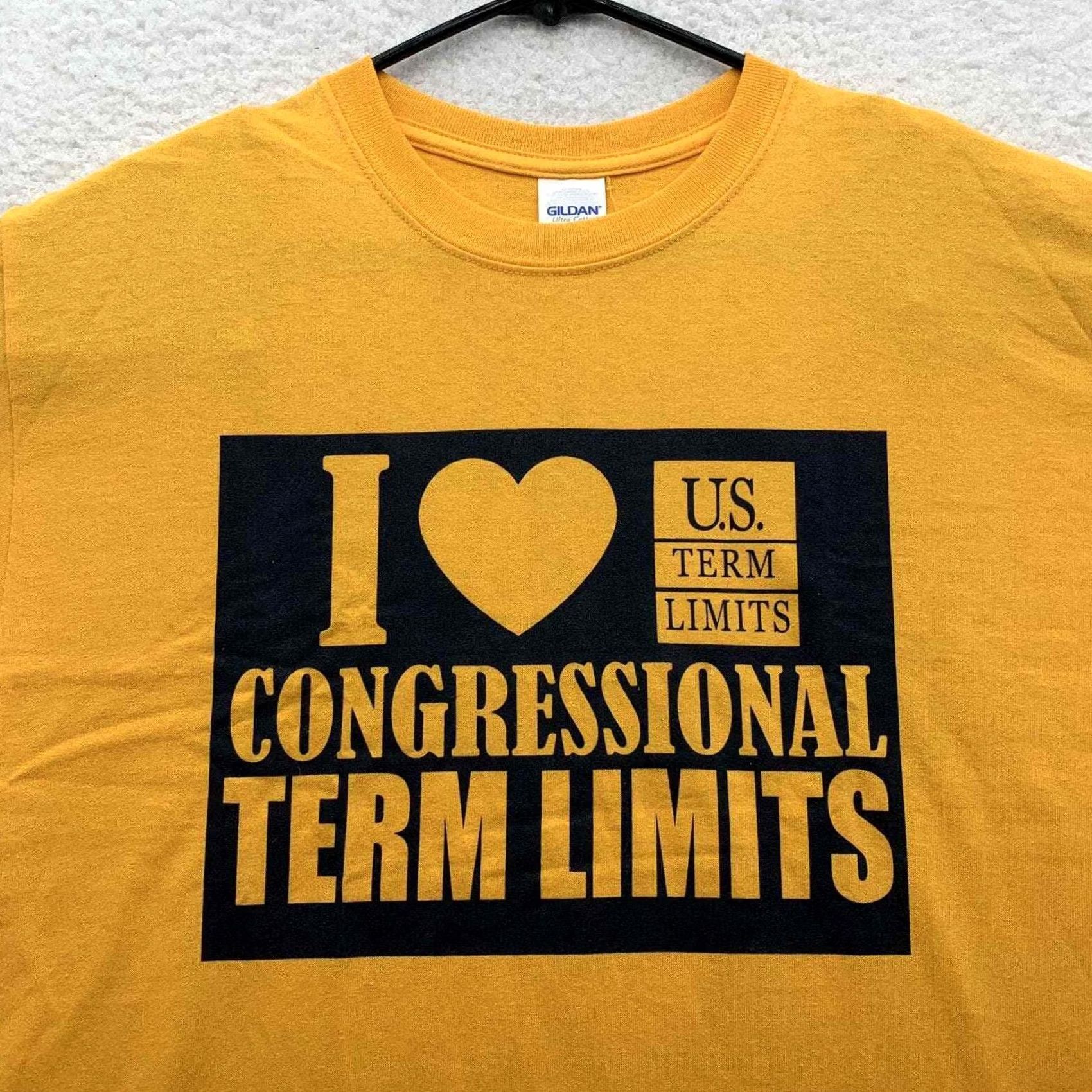 Gildan Gildan Yellow Adult Medium M T-Shirt Elect Congressional Term Limits Government Classic Dad Cotton Size US M / EU 48-50 / 2 - 2 Thumbnail