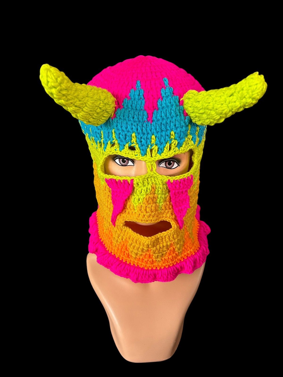 Japanese Brand × Kapital × Vintage Very Rare Crochet Knitted Handmade Balaclava Masked Size ONE SIZE - 3 Thumbnail