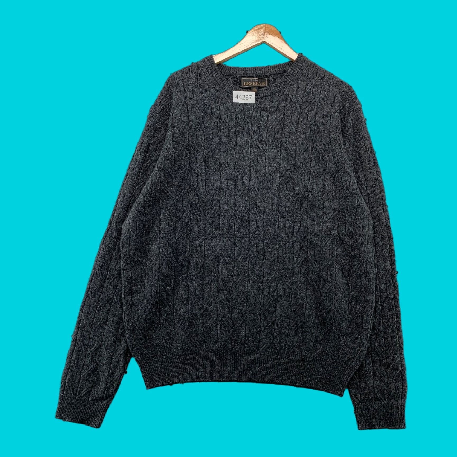 Jos. A. Bank Jos. A. Bank Reserve Wool Crewneck Pullover Sweater Mens XL Gray Cableknit Size US XL / EU 56 / 4 - 1 Thumbnail