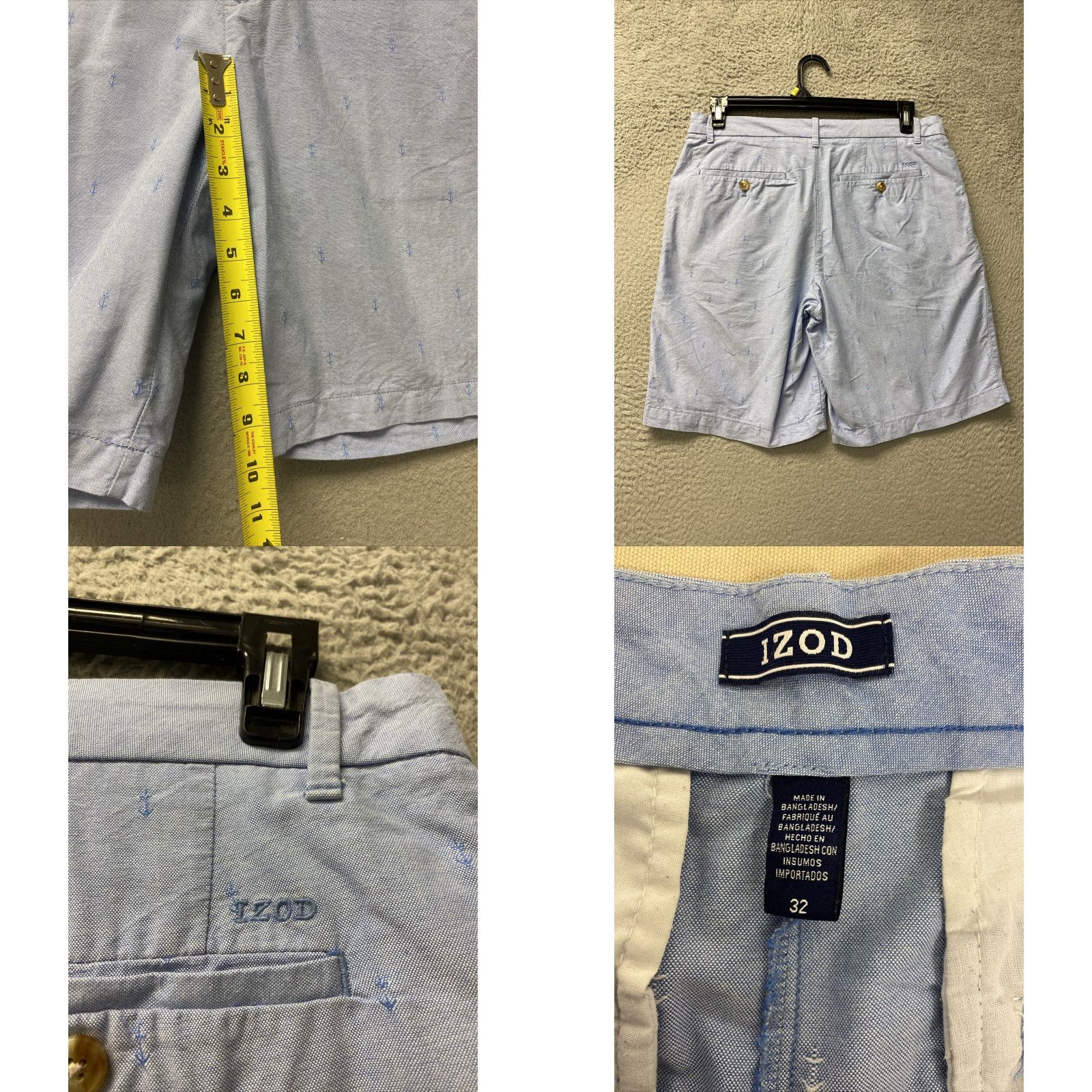Izod IZOD Shorts Men’s Performance Flat Front Casual Cotton Blend Blue 32 Adult Regular Inseam 9.5" Logo Hula Print Men’s Size US 32 / EU 48 - 8 Thumbnail