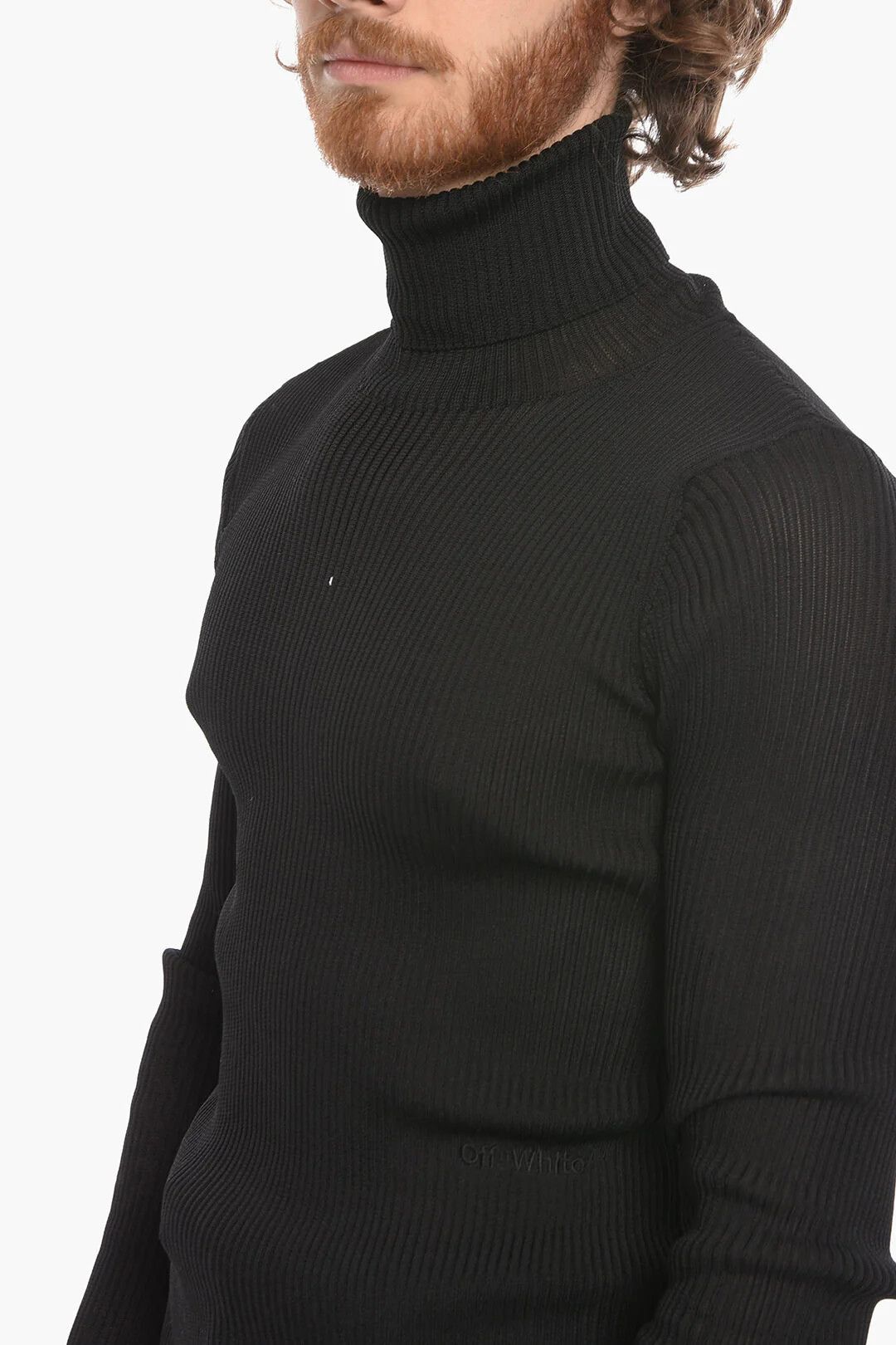 Off-White og1mm0526 Turtleneck Ribbed Sweater in Black Size US L / EU 52-54 / 3 - 3 Thumbnail