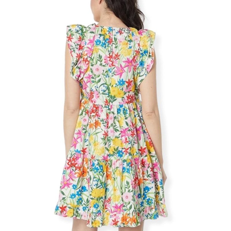 Other Maggy London Mini Dress Floral Ruffle Sleeves Multicolor 16 Size XXL / US 16-18 / IT 52-54 - 5 Thumbnail