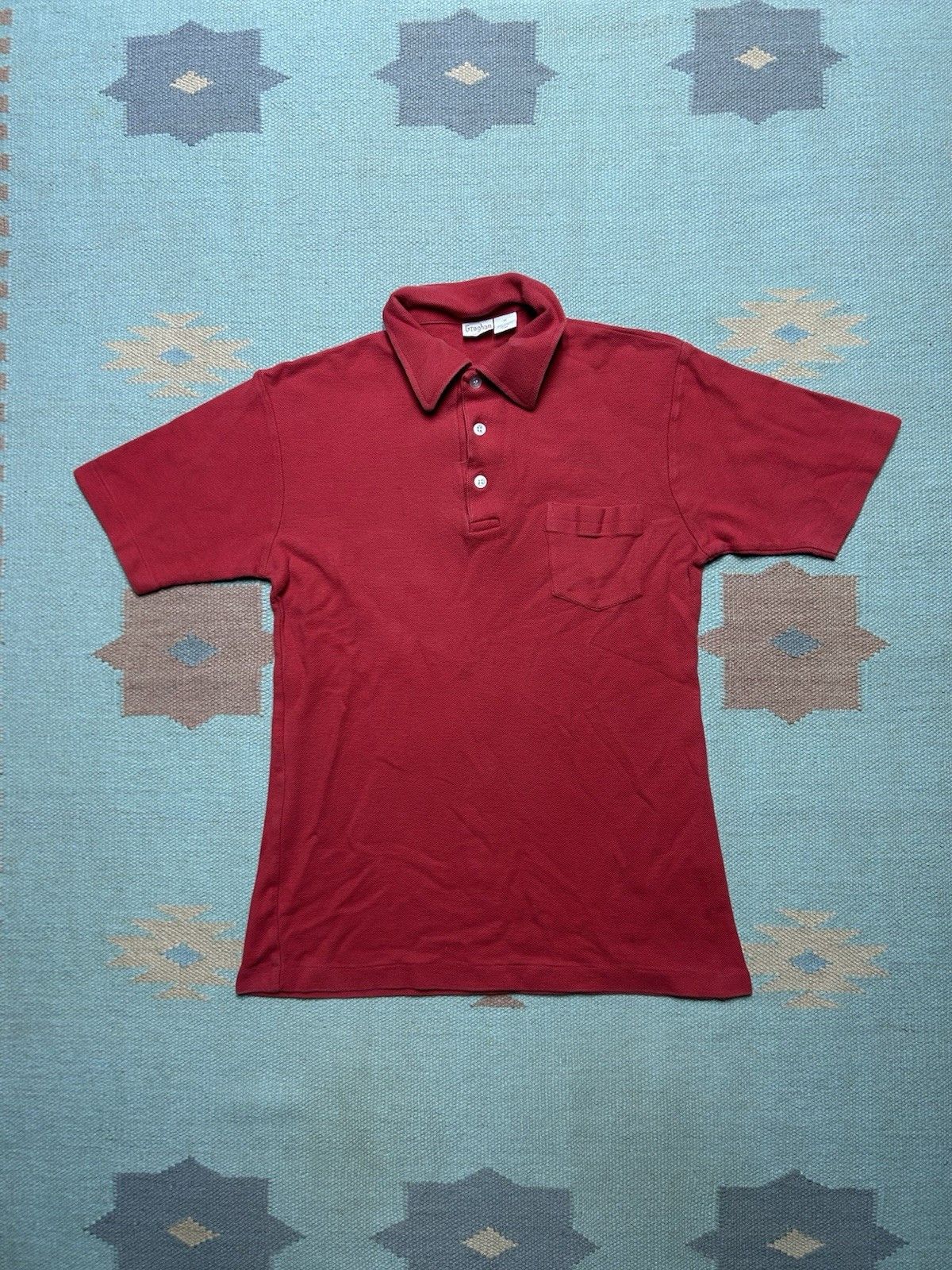 Vintage Vintage 1970s polo shirt blank crimson cotton knit medium Size US M / EU 48-50 / 2 - 1 Thumbnail