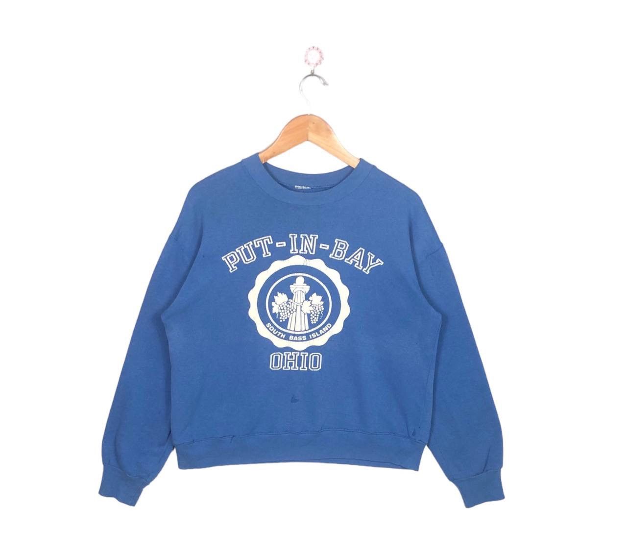 Vintage Thrashed 80s Ohio USA Sun Faded Blue Sweatshirt ERD GRUNGE Size US M / EU 48-50 / 2 - 1 Thumbnail