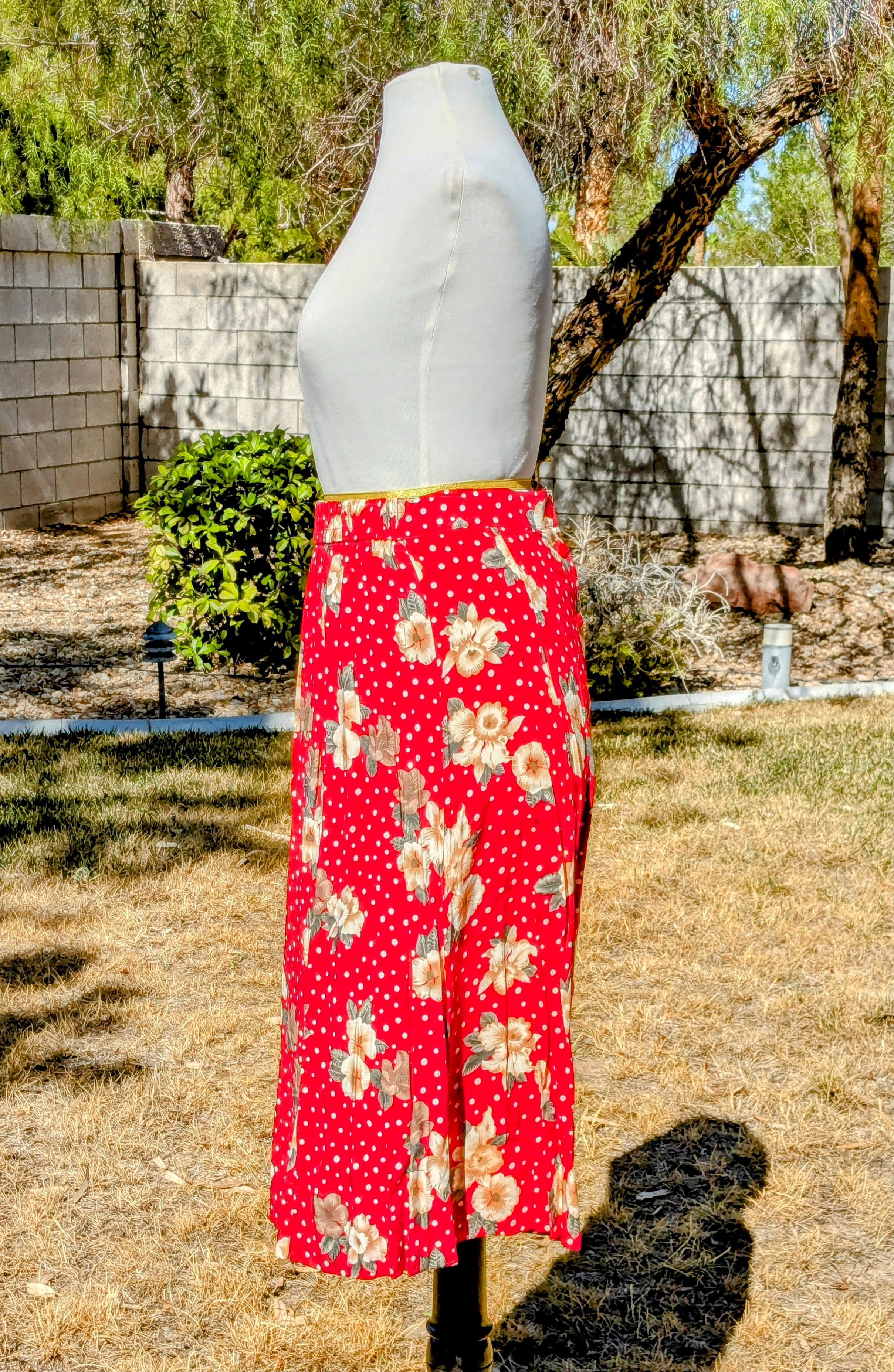 Vintage VTG Full-Button Elastic Waist Floral Sag Harbor 1980s Skirt Size 26" / US 2 / IT 38 - 4 Thumbnail