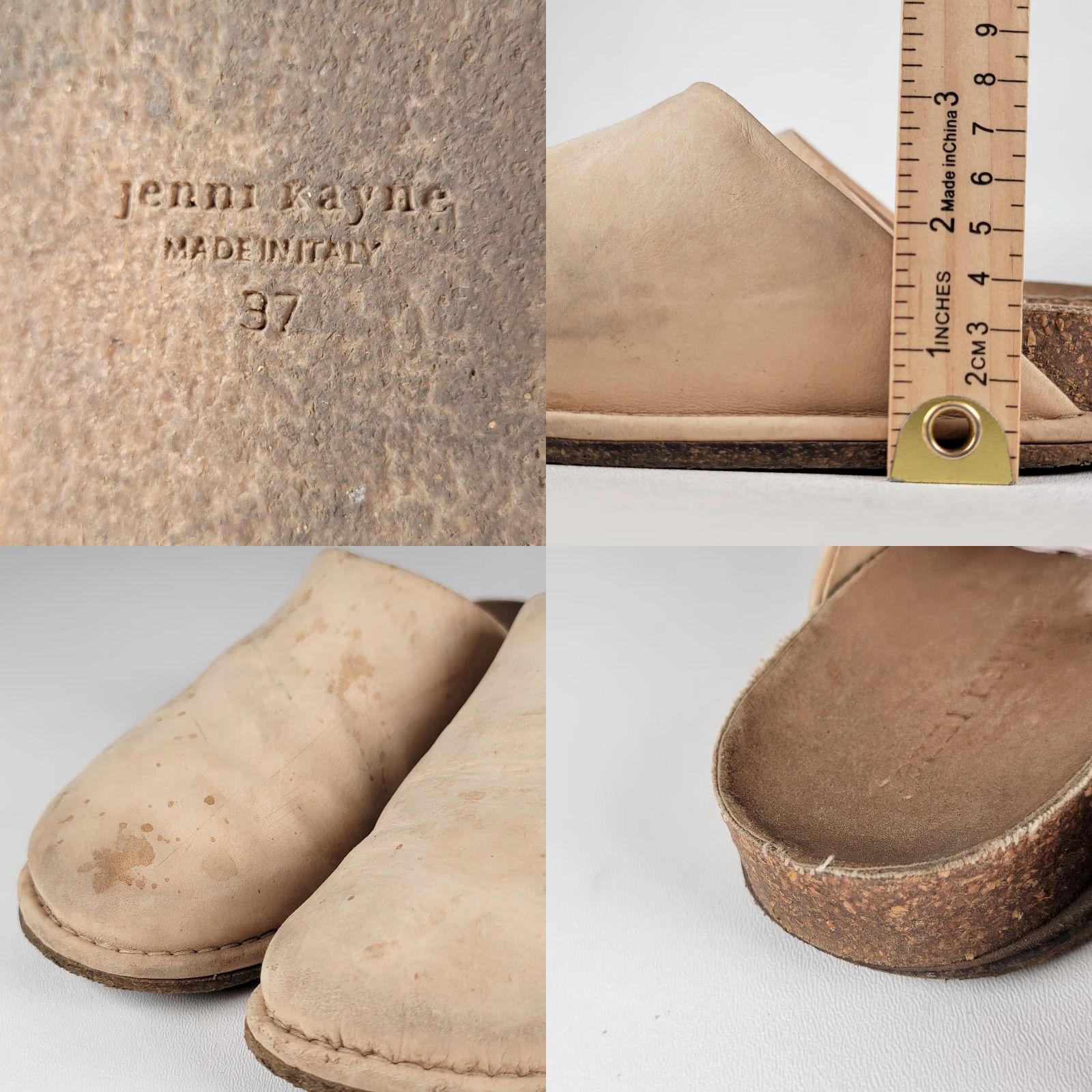 Vintage Jenni Kayne Mules Women Slip-On Flat Brown Tan Leather Suede Size 6 US 37 EU 37/6 Mens Womens Girls? Size US 6 / IT 36 - 8 Thumbnail