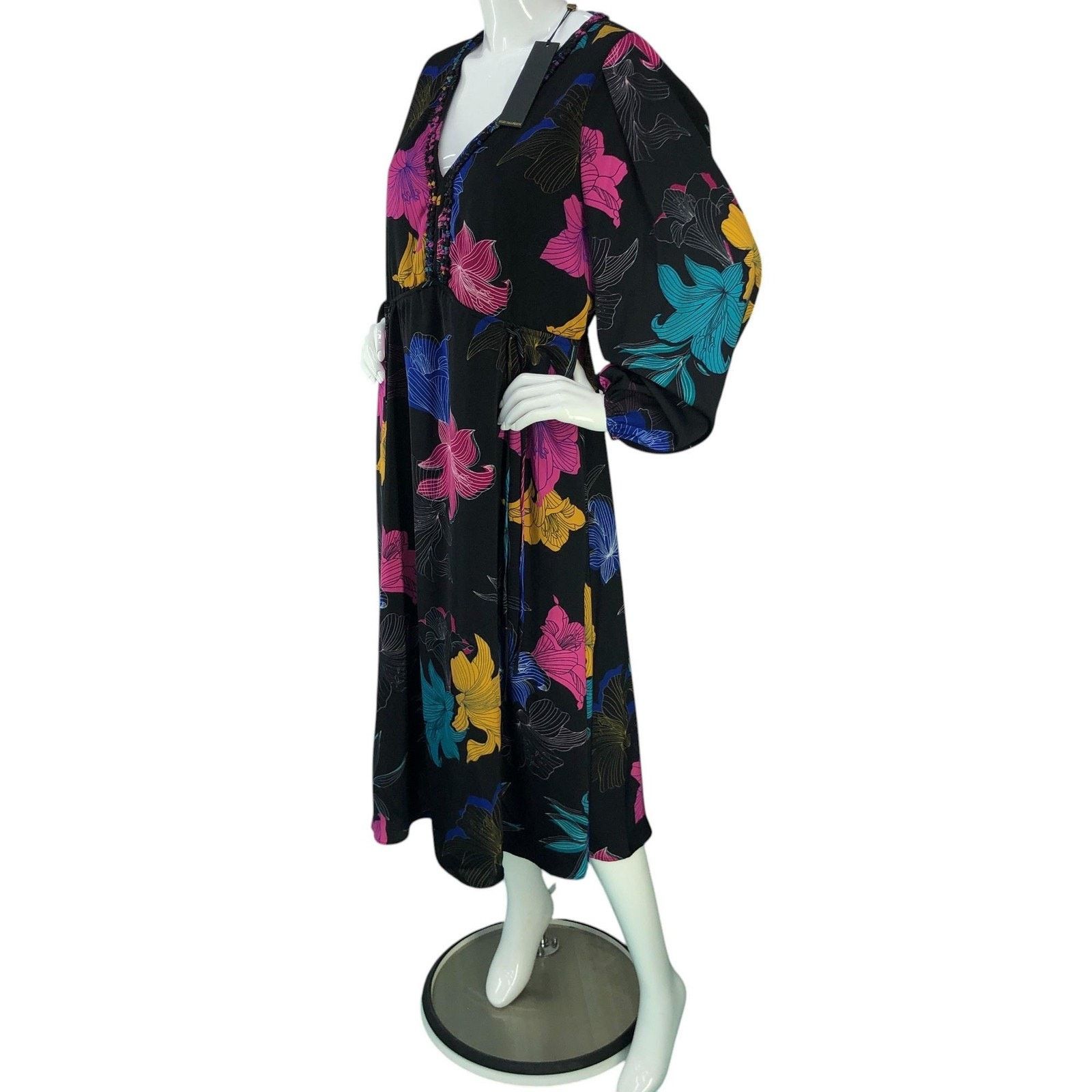 KOBI HALPERIN Kobi Halperin Dress M Black Multi Floral Alexi Long Sleeve Size M / US 6-8 / IT 42-44 - 5 Thumbnail