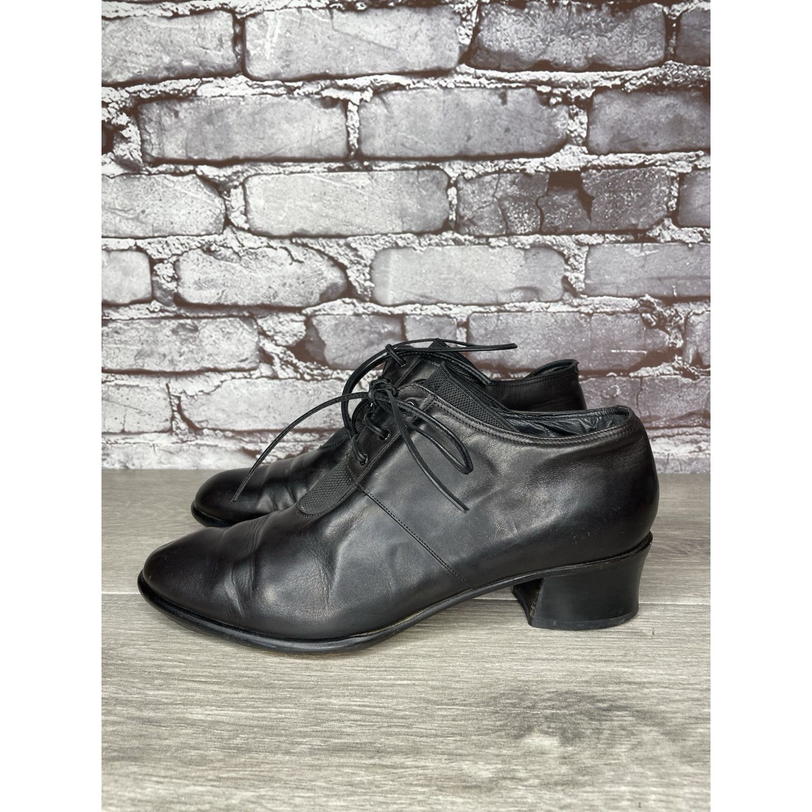 Other Donn Adriana Black Leather Lace Up Oxford Heel Shoes Women S Size US 9.5 / IT 39.5 - 1 Thumbnail