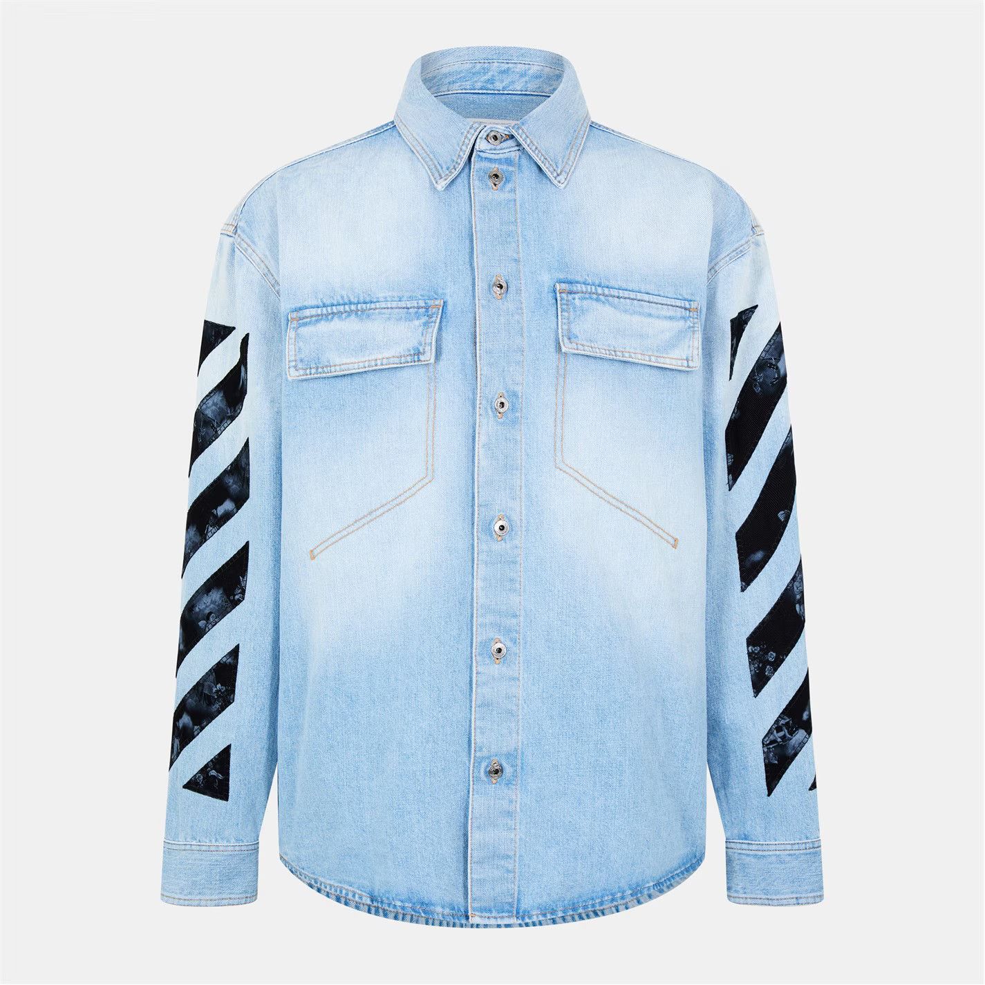 Off-White o1g2r1mq0326 Long Sleeve Denim Shirt in Blue Size US S / EU 44-46 / 1 - 1 Thumbnail