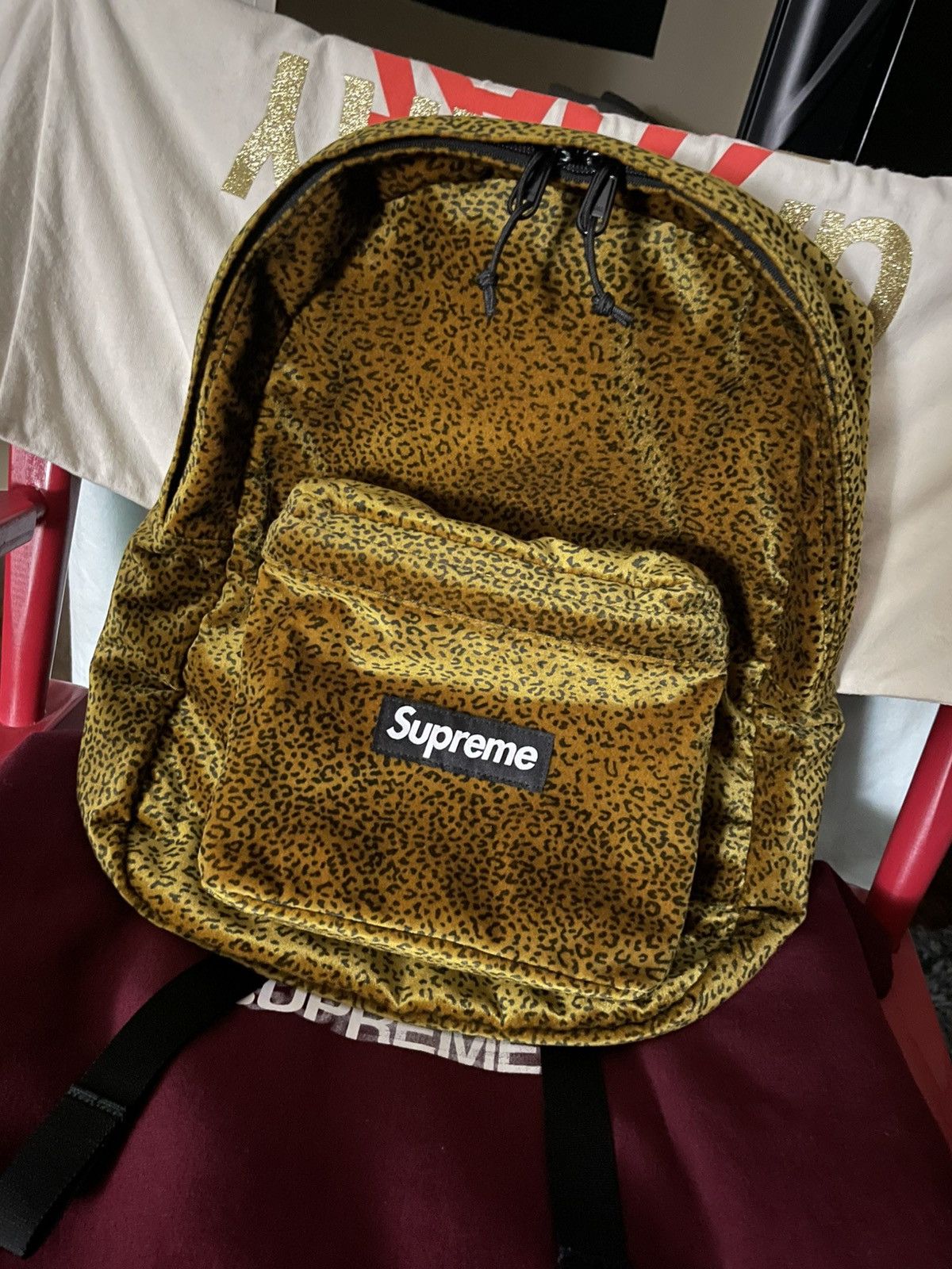 Supreme Supreme Velvet Backpack Tan Leopard | Grailed