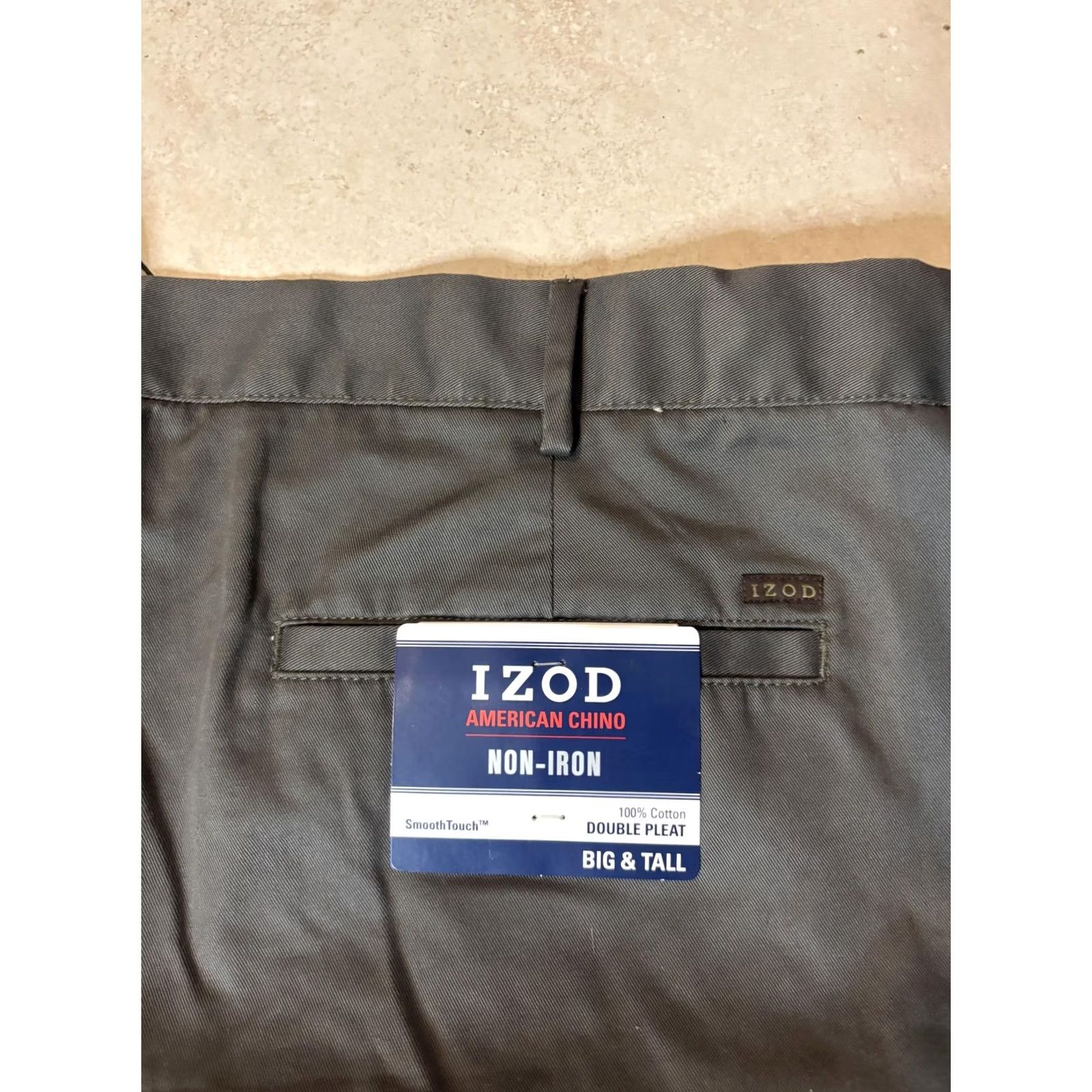 Izod Izod Mens Pants 52x30 Green Chino Classic Double Pleat Big & Tall Non Iron Size US 36 / EU 52 - 6 Thumbnail