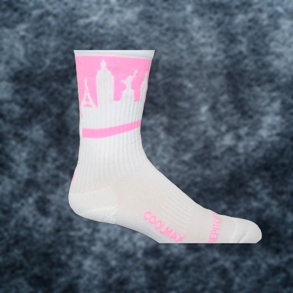 Pinko Mens Rep It City Las Vegas White Pink CoolMax Basketball Socks M/L Size ONE SIZE - 1 Thumbnail