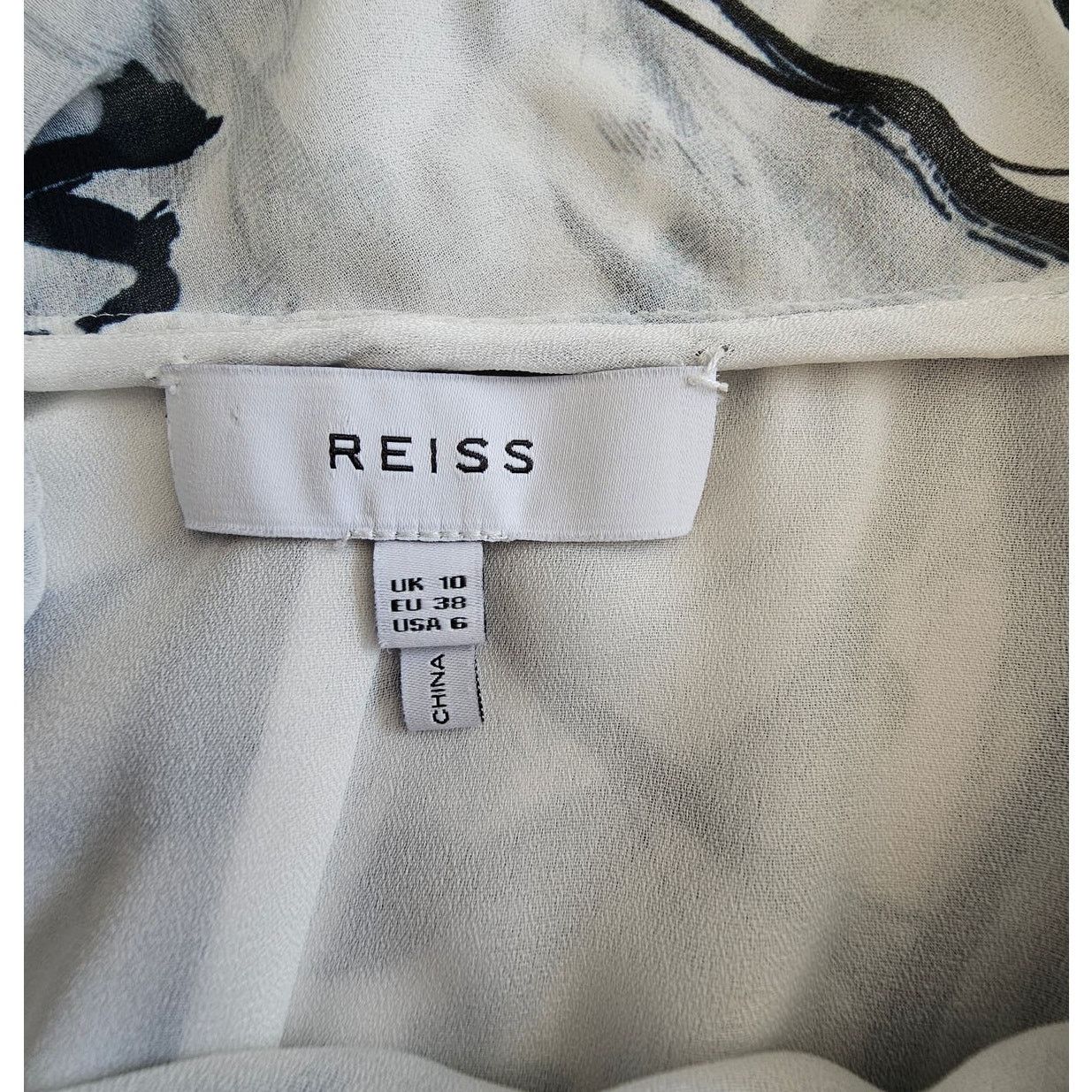 Reiss REISS Elsie Fit-and-Flare Printed Faux Wrap Chiffon Dress 6 Size M / US 6-8 / IT 42-44 - 11 Thumbnail
