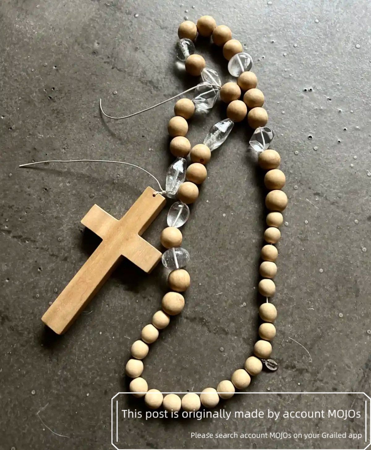 Number (N)ine Number Nine 08ss Wood & Crystal OS Cross Necklace mojos1032 Size ONE SIZE - 4 Thumbnail