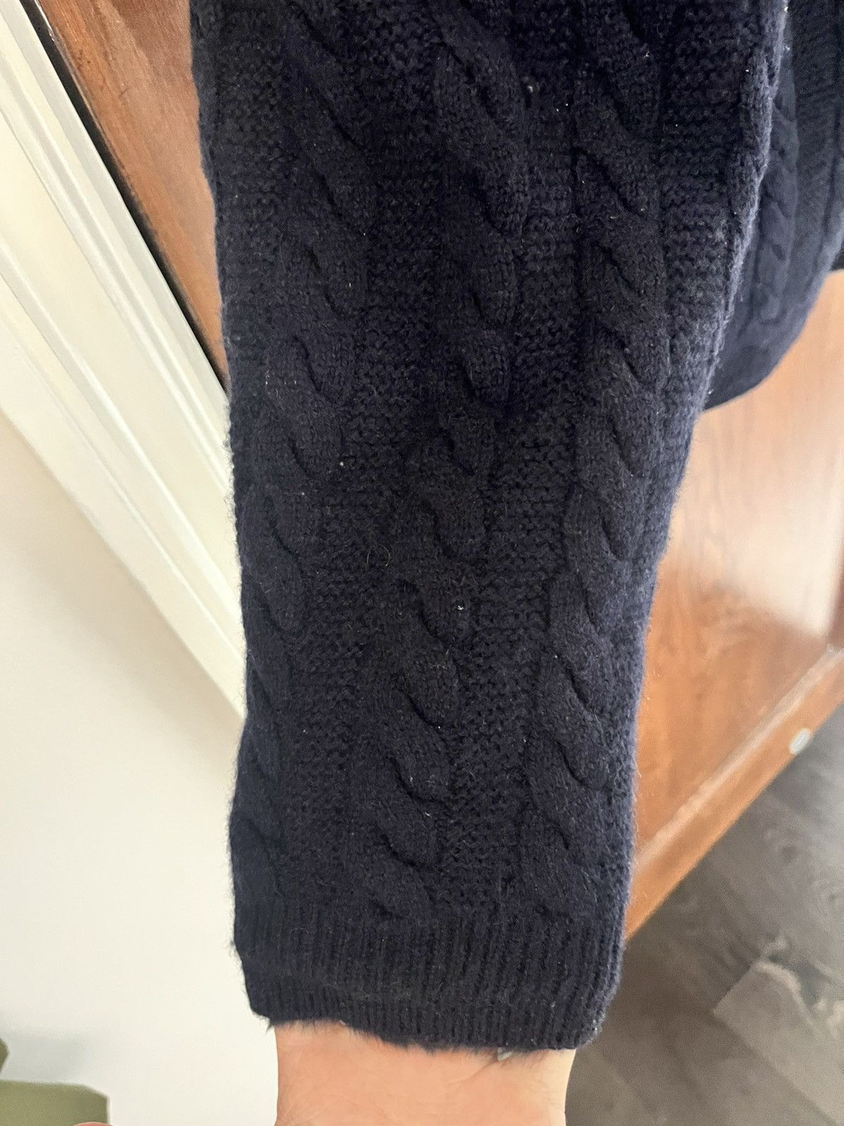 N peal fur cableknit cardigan navy size small/medium