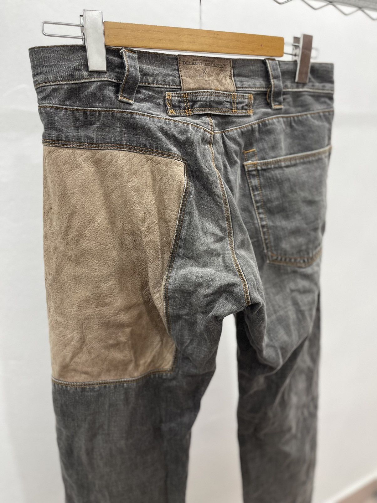 Japanese Brand Decauville Pants Jeans Mit Geradem Bien Leather Denim Size US 31 - 5 Thumbnail