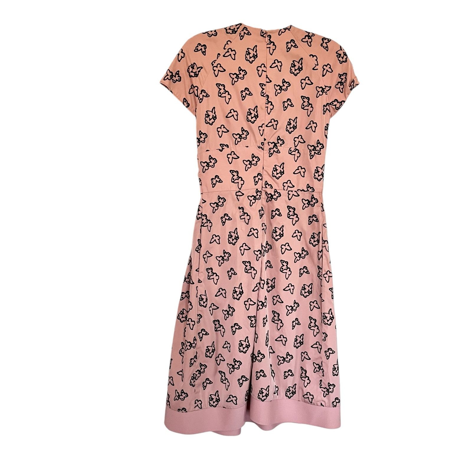 Moschino Moschino Pink Black Butterfly Print Pleated Midi Dress Size M / US 6-8 / IT 42-44 - 3 Thumbnail