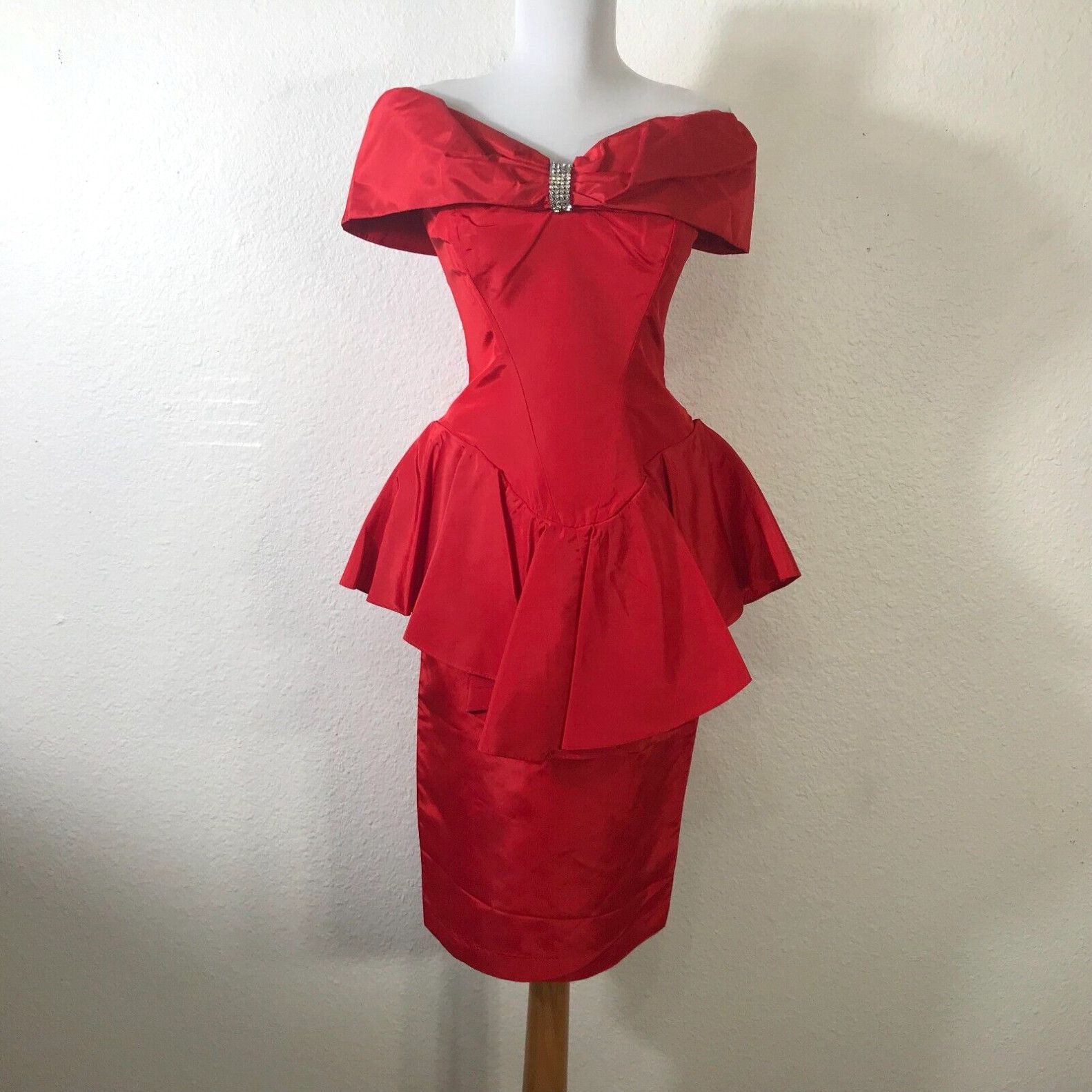 image of Vintage Climax David Howard Karen Okada Dress Size S Red Prom Dance Sweetheart Women's in White