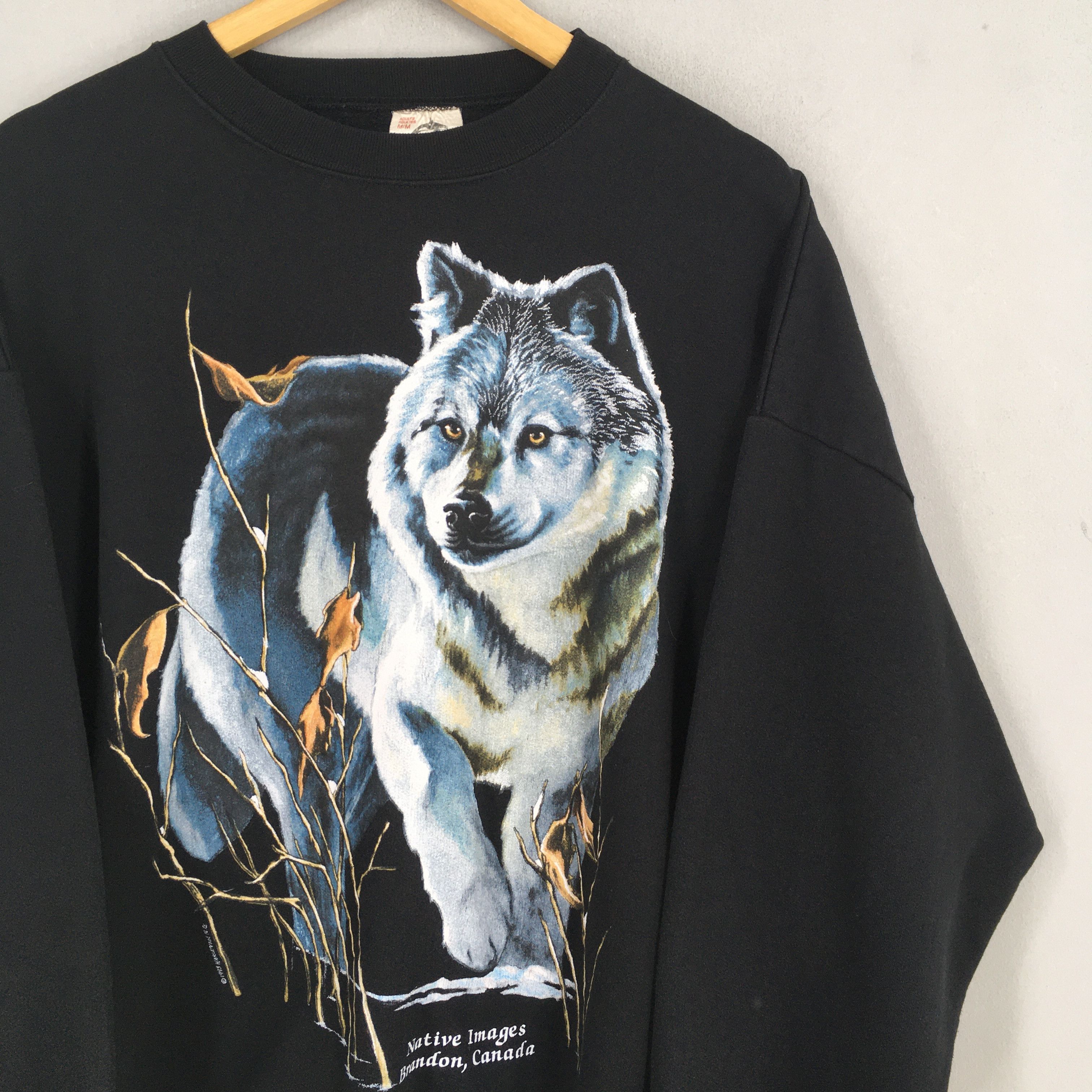 LONE WOLF Vintage The Wolf Wildlife Brandon Canada Sweatshirt Medium Size US M / EU 48-50 / 2 - 2 Thumbnail