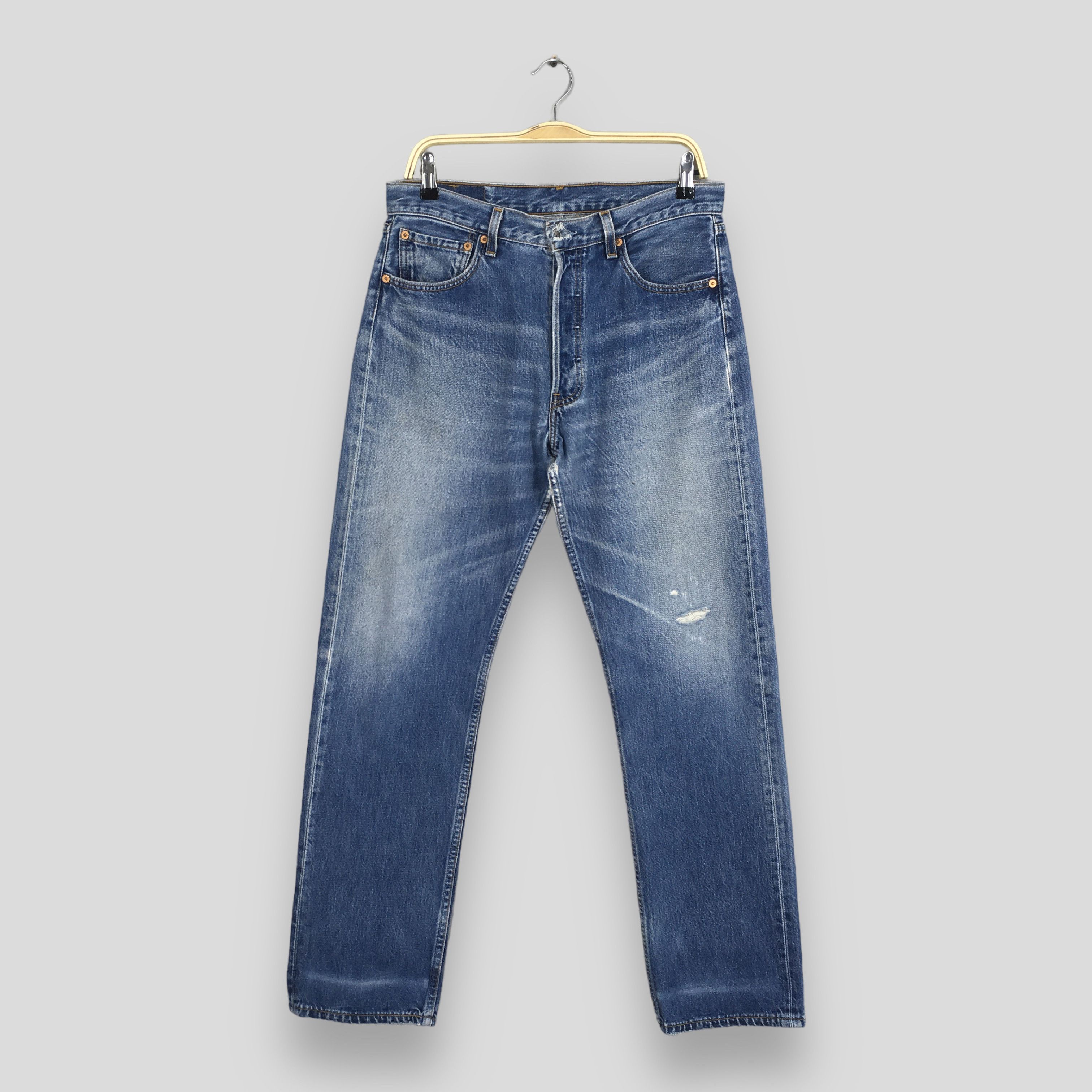 Levi's Size 31x30 Vintage 90s Levi's 501 Faded Blue Jeans S179 Size US 31 - 1 Thumbnail