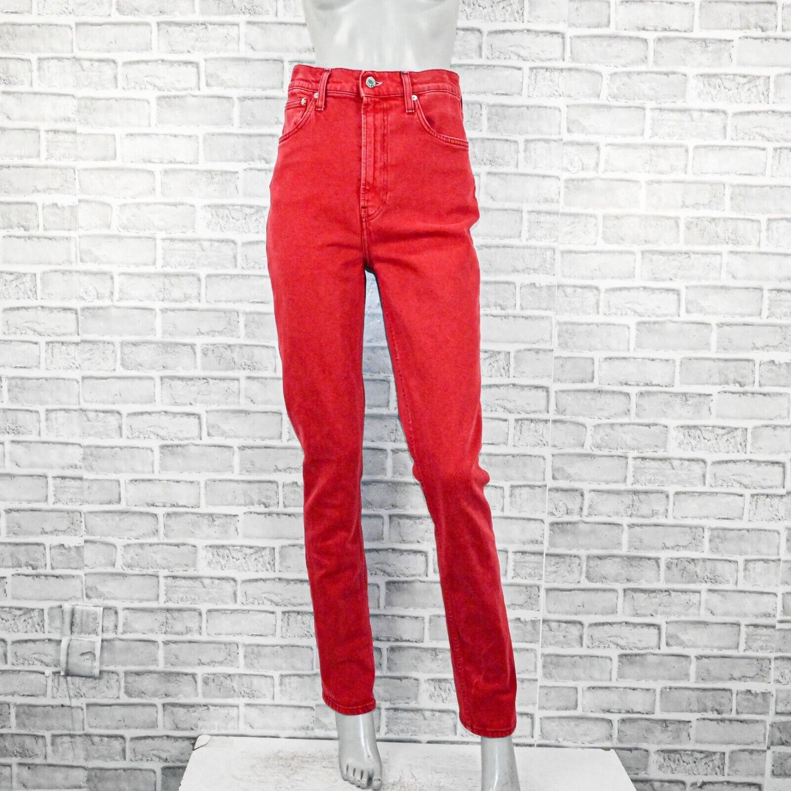 Helmut Lang Helmut Lang High Waist Spikes Jeans in Red Oxidize stone Size 28" / US 6 / IT 42 - 2 Thumbnail