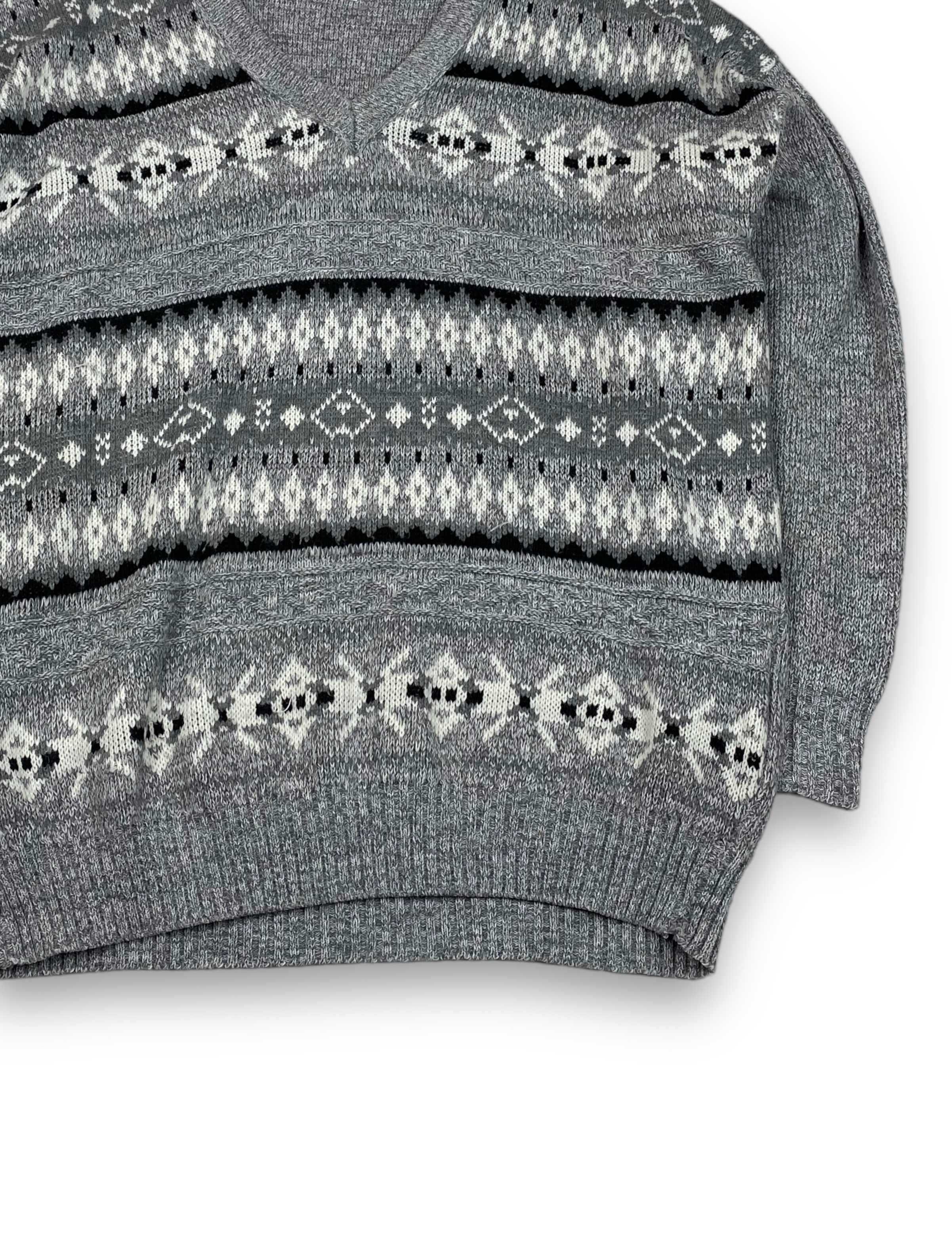 Other Vintage MENSWEAR Crazy Print V-Neck Sweater M691 Size US L / EU 52-54 / 3 - 2 Thumbnail