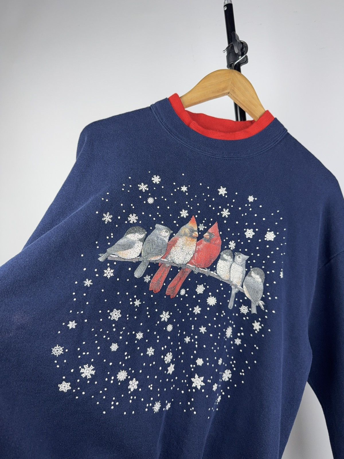 Vintage Vintage 90s USA Winter Birds Tits Cardinal Retro Sweatshirt Size US L / EU 52-54 / 3 - 2 Thumbnail