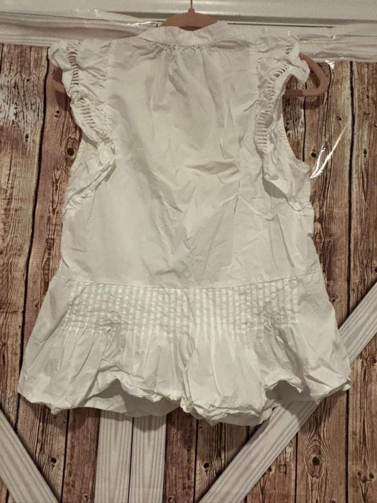 Designer Womens Sea New York cotton white cap sleeve top sz 10 #317 Size L / US 10 / IT 46 - 2 Thumbnail