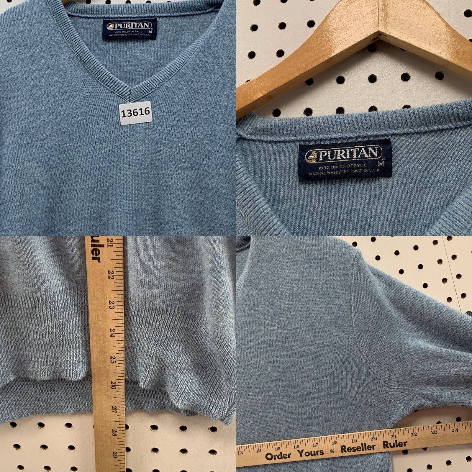 Vintage VINTAGE Puritan Blue Sweater Shirt Mens Adult Medium Long Sleeve V-Neck Orlon Acrylic Pullover G USA 90s Mens Size US M / EU 48-50 / 2 - 8 Thumbnail