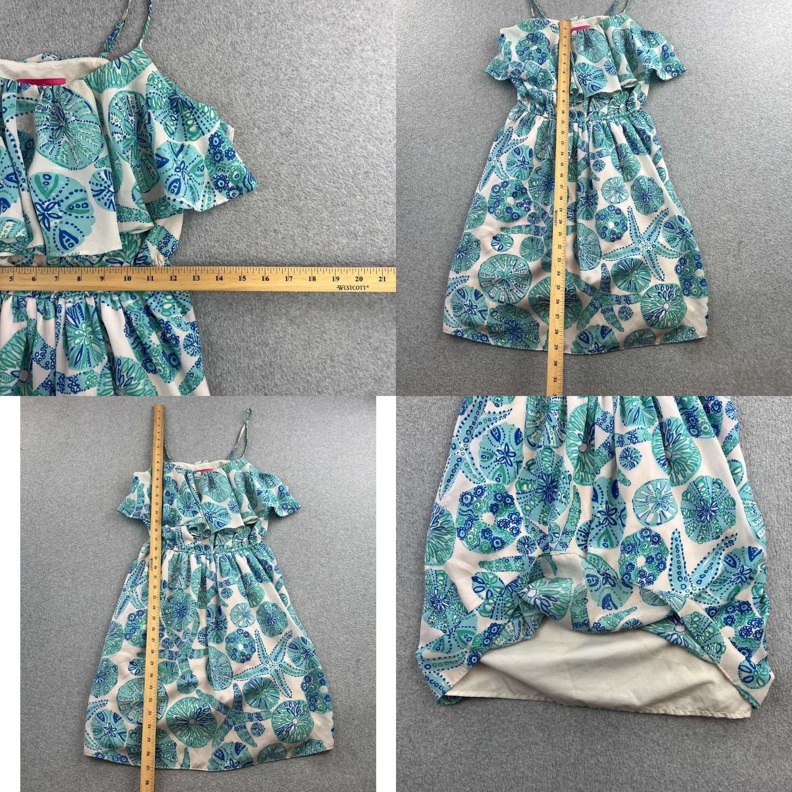 Lilly Pulitzer Lilly Pulitzer Dress Womens Small Blue Sand Dollar Cold Shoulder Sundress Size S / US 4 / IT 40 - 8 Thumbnail