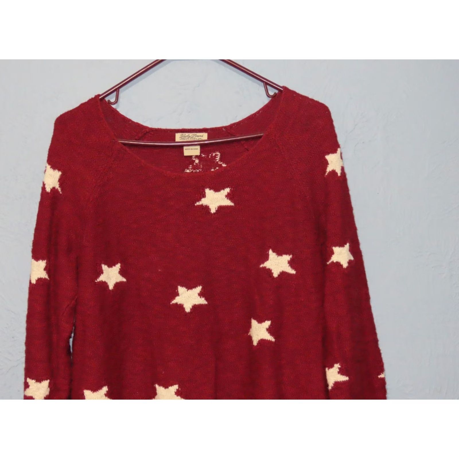 Lucky Brand Lucky Brand Sweater Shirt Women M Red Star Print Knit Pullover 3/4 Sleeve Casual Winter Fall Spring Womens Size M / US 6-8 / IT 42-44 - 3 Thumbnail