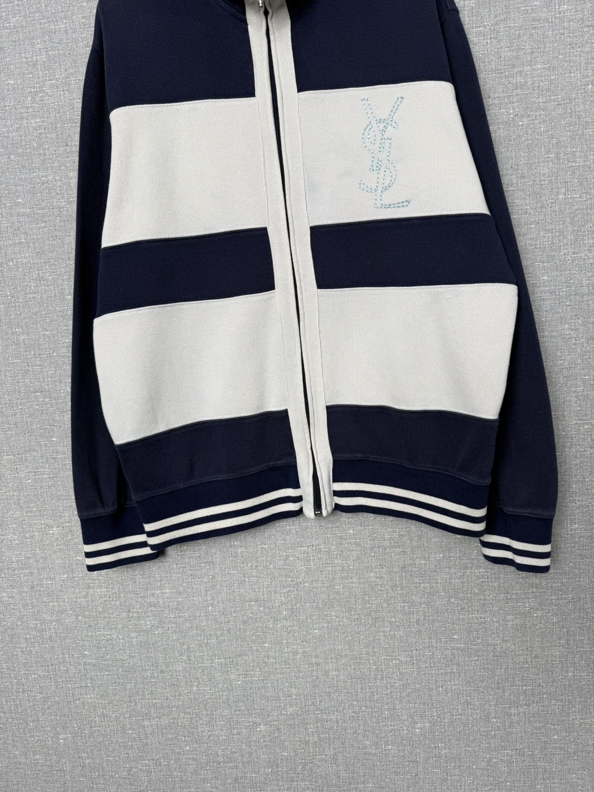 Yves Saint Laurent Vintage Yves Saint Laurent Zip Up Sweater Large YSL Logo Size US L / EU 52-54 / 3 - 8 Thumbnail