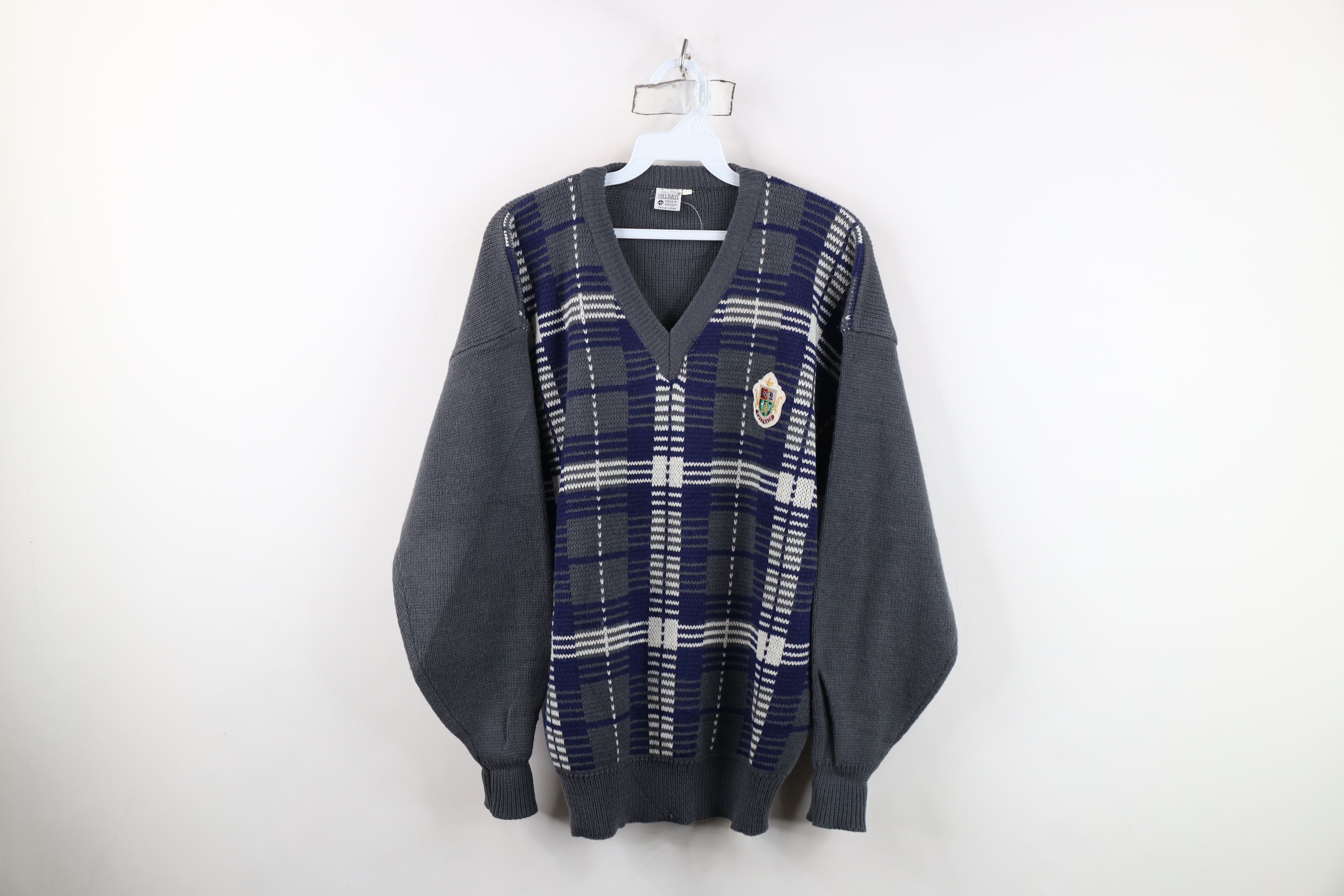 Vintage Vintage 90s Streetwear Ribbed Knit V-Neck Sweater Plaid Size US M / EU 48-50 / 2 - 1 Thumbnail