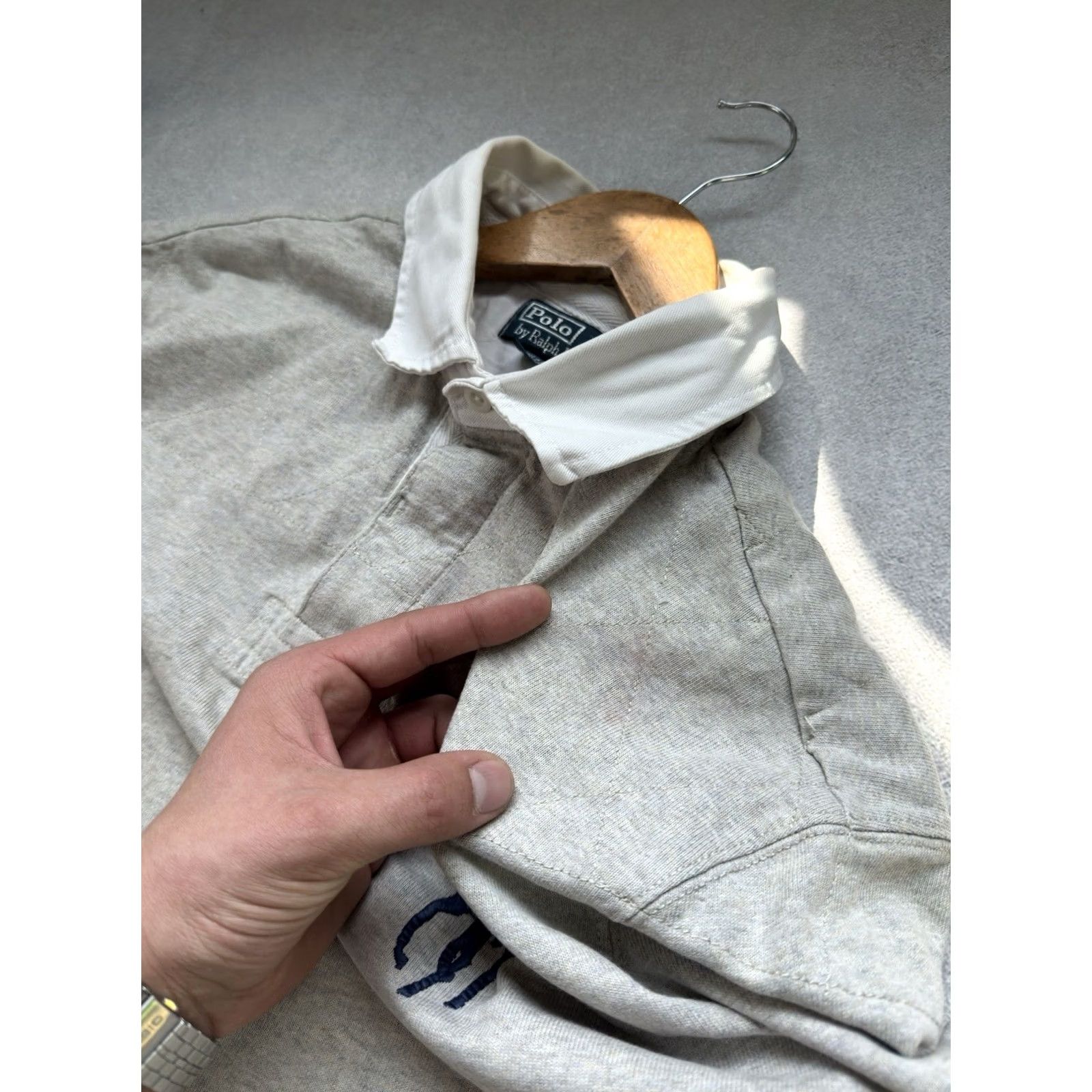 Polo Ralph Lauren VINTAGE Polo Ralph Lauren Polo Rugby Long Sleeve Shirt Gray L Men Size US L / EU 52-54 / 3 - 7 Thumbnail