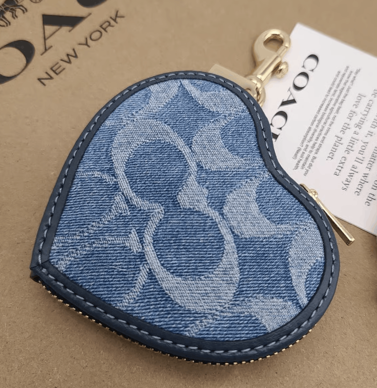 Coach Heart Bag Charm In Signature Denim CDF55 Size ONE SIZE - 2 Thumbnail