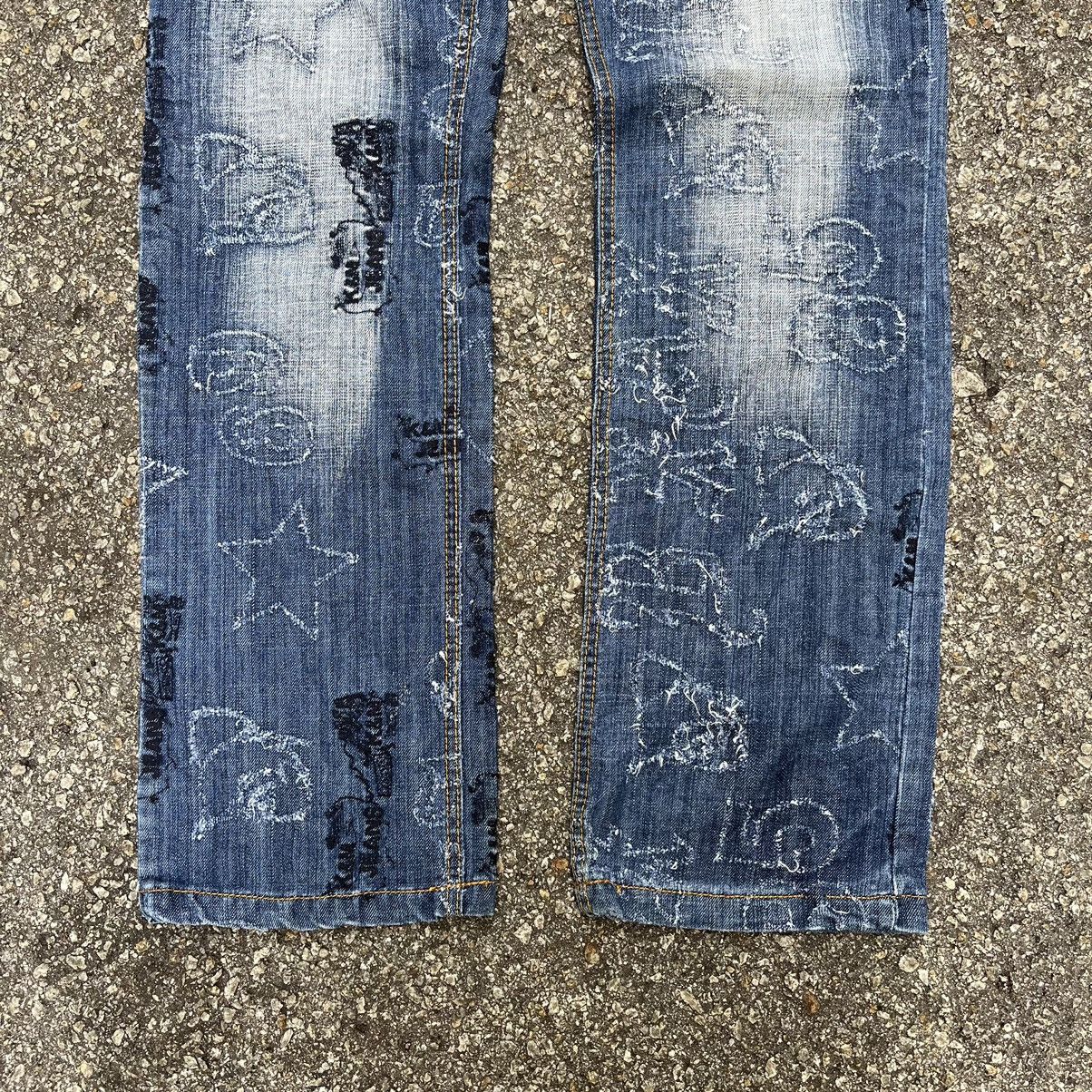 Kapital Japanese Kosmo Lupo Denim Embroidery Jeans Boro Grunge Punk Size US 31 - 2 Thumbnail