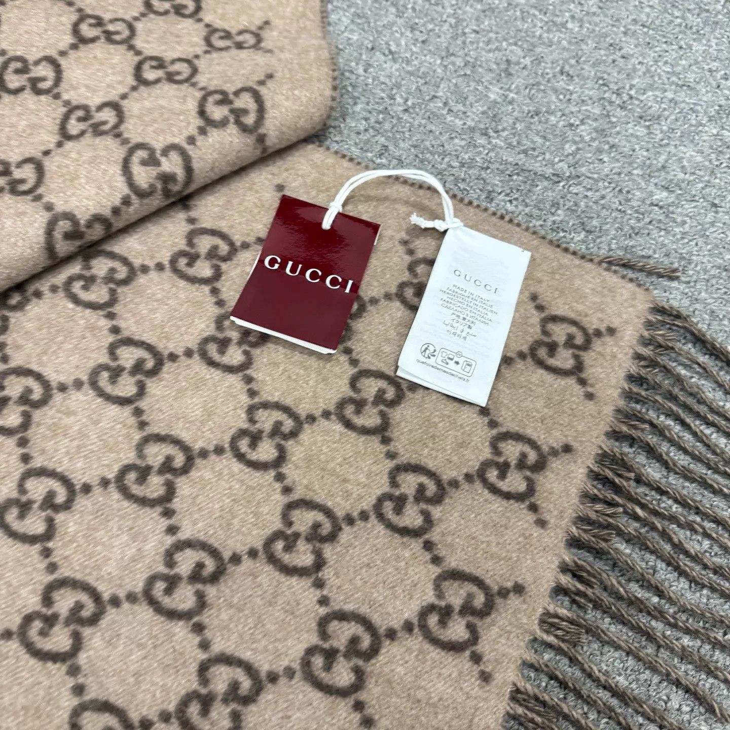 Gucci Gucci New GG Monogram Print Cashmere Scarf 45x170cm Unused Size ONE SIZE - 4 Thumbnail