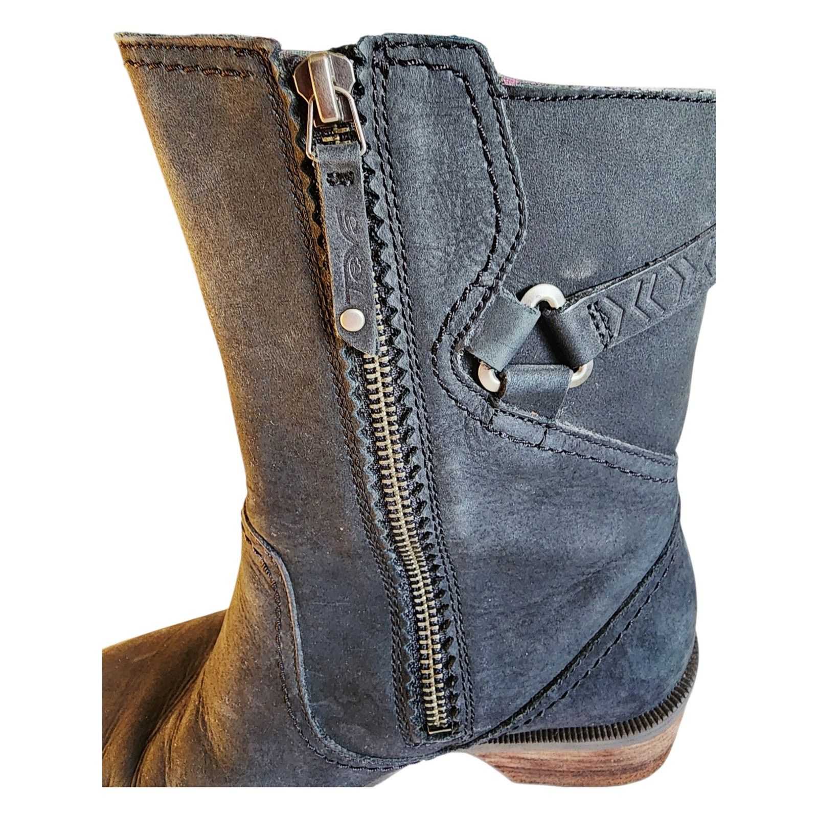Teva Teva Foxy Mid Boots Black Size 8 Leather Side Zip Boho Size US 8 / IT 38 - 4 Thumbnail