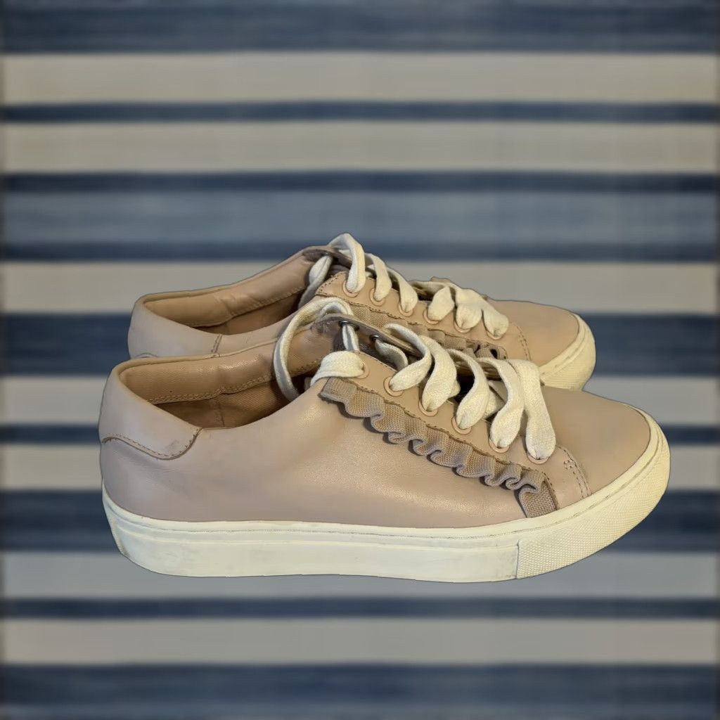 Vintage Tory Sport by Tory Burch Shoes Pink Ruffle Leather Low Top Sneakers Women’s 5M Size S / US 4 / IT 40 - 1 Thumbnail