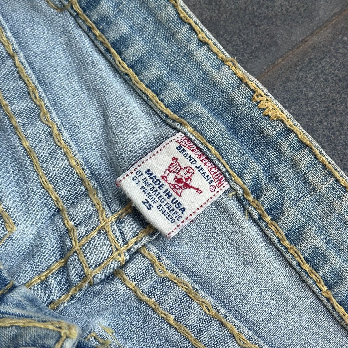 If Six Was Nine 90s True Religion Big T Distressed Denim Pants Size 29" - 5 Thumbnail