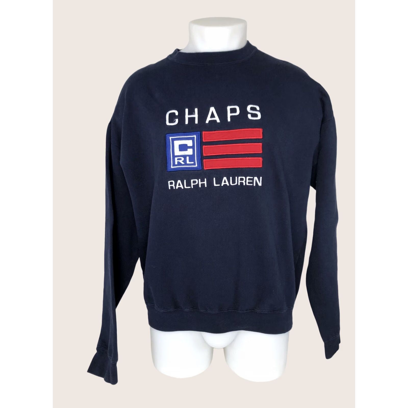 Ralph Lauren VINTAGE CHAPS / RALPH LAUREN Embroidered FLAG Mens L Sweatshirt Sweater - EXCELLENT Size US L / EU 52-54 / 3 - 1 Thumbnail