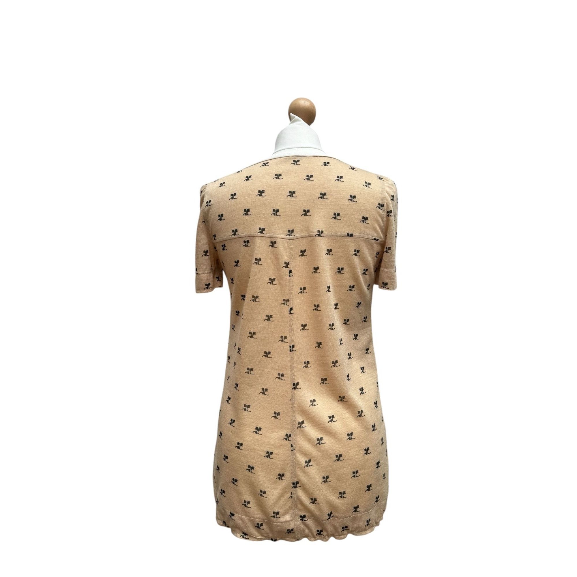 Courreges 1970s Beige Courreges logo t-shirt Size S / US 4 / IT 40 - 3 Thumbnail