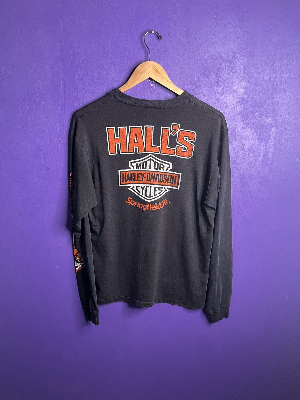 Harley Davidson × Vintage Vintage 80s Harley Davidson halls long-sleeve t-shirt Size US M / EU 48-50 / 2 - 2 Thumbnail