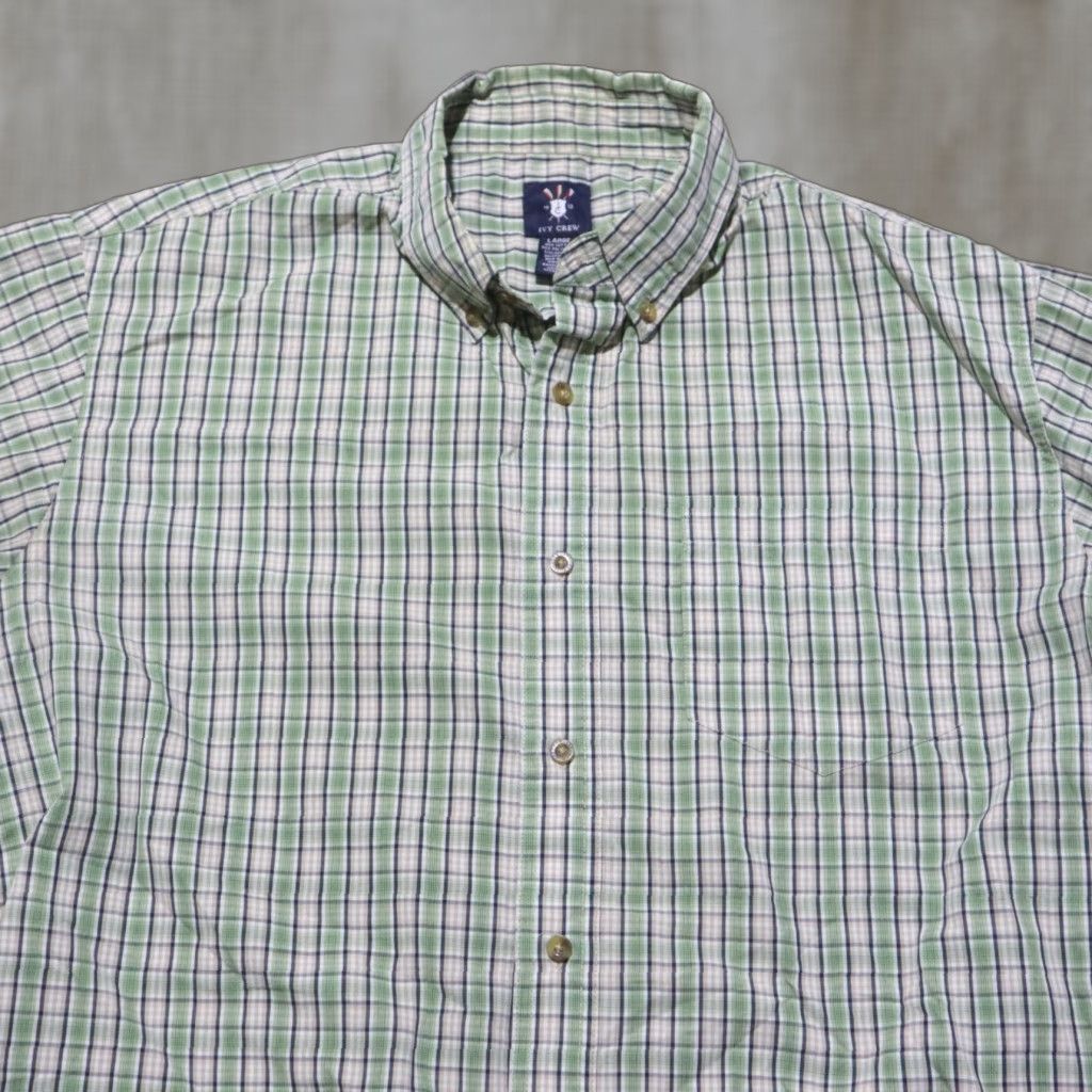 Vintage Ivy Crew Shirt Mens L Green Plaid Checkered Button-Down Short Sleeve Vintage No Size US L / EU 52-54 / 3 - 1 Thumbnail