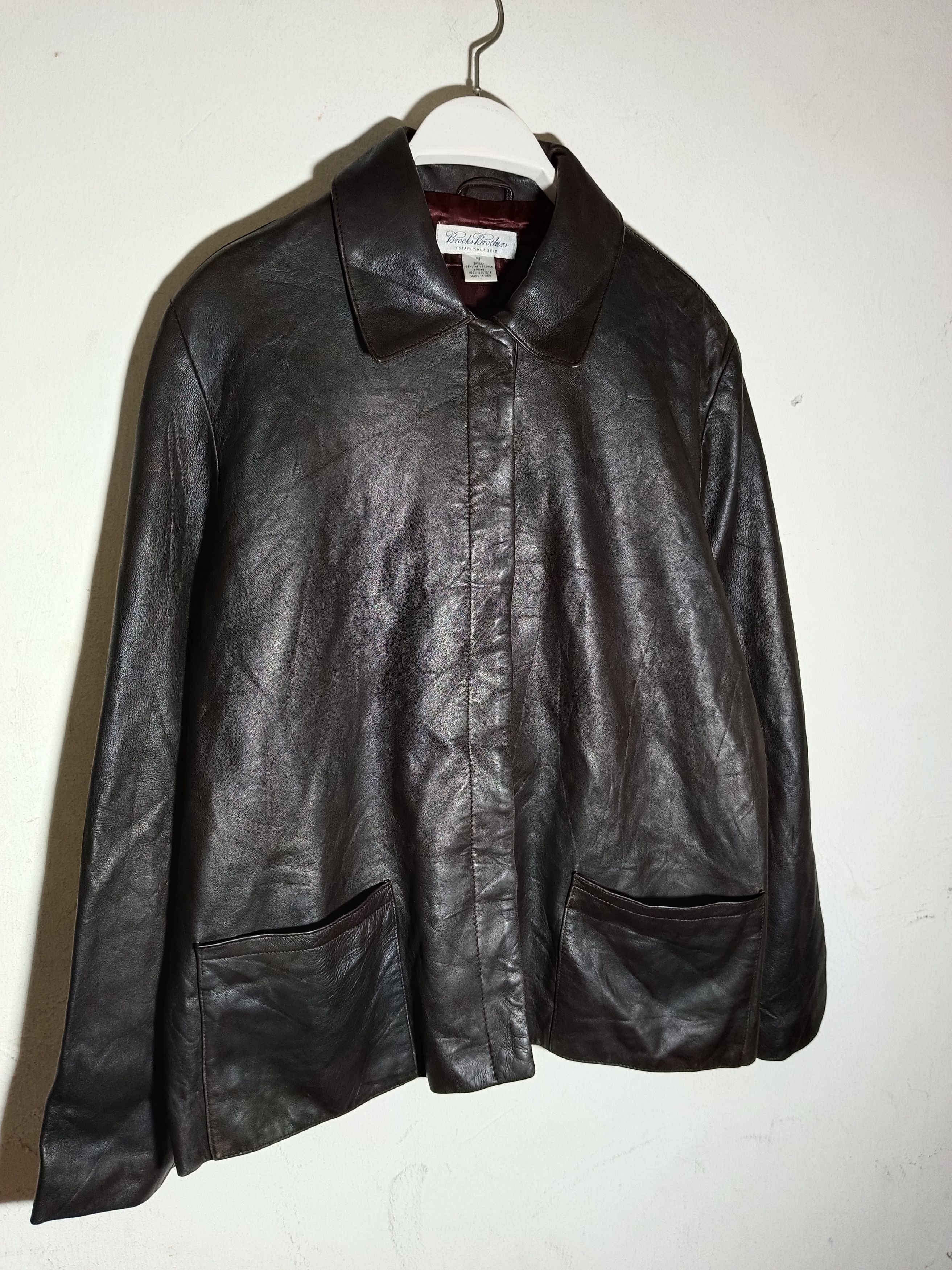 Vintage Vintage Brooks Brothers Leather Jacket Coat Size US M / EU 48-50 / 2 - 3 Thumbnail