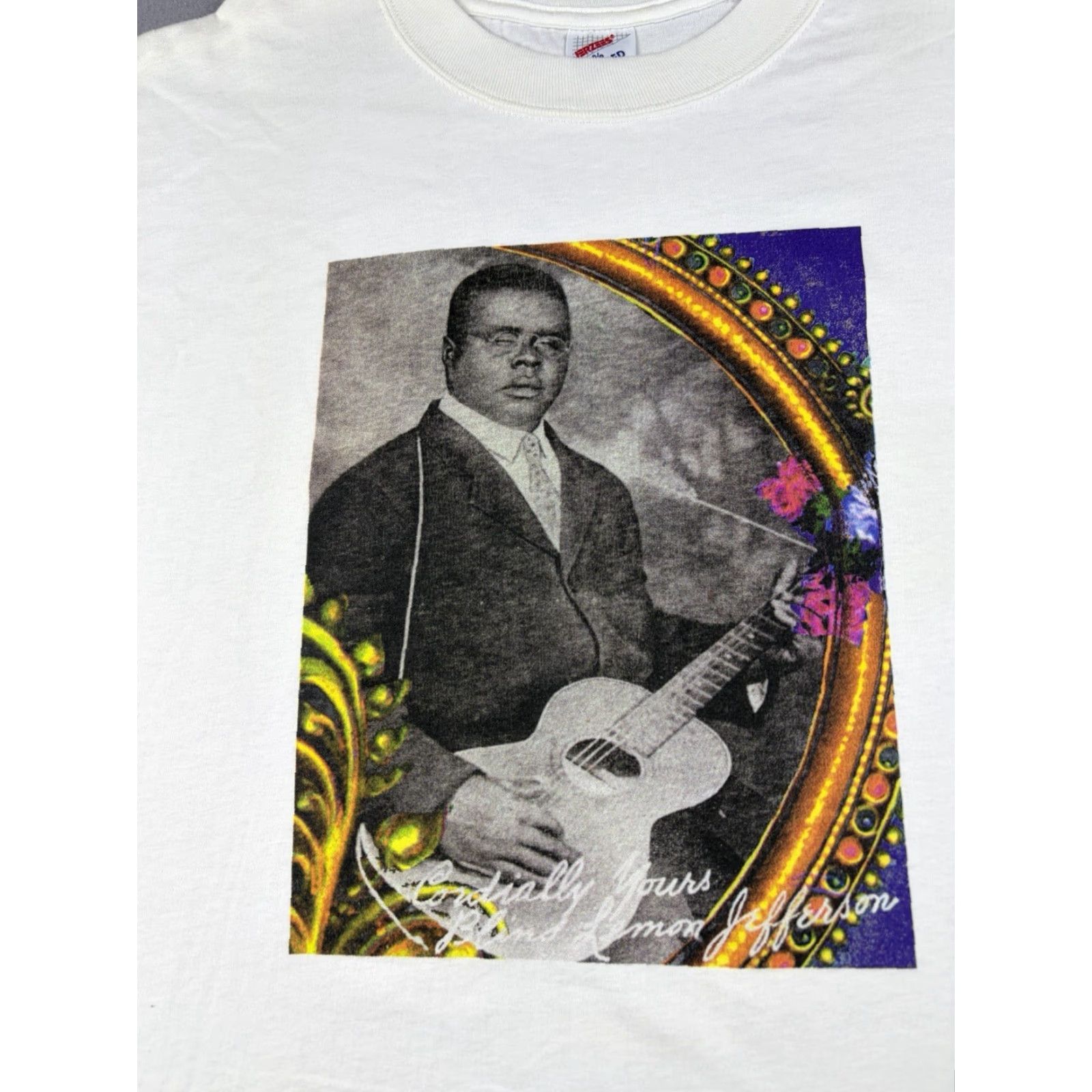 Jerzees VINTAGE Blind Lemon Jefferson Shirt Adult L White 90s Jazz Blues Music Shirts Size US L / EU 52-54 / 3 - 2 Thumbnail