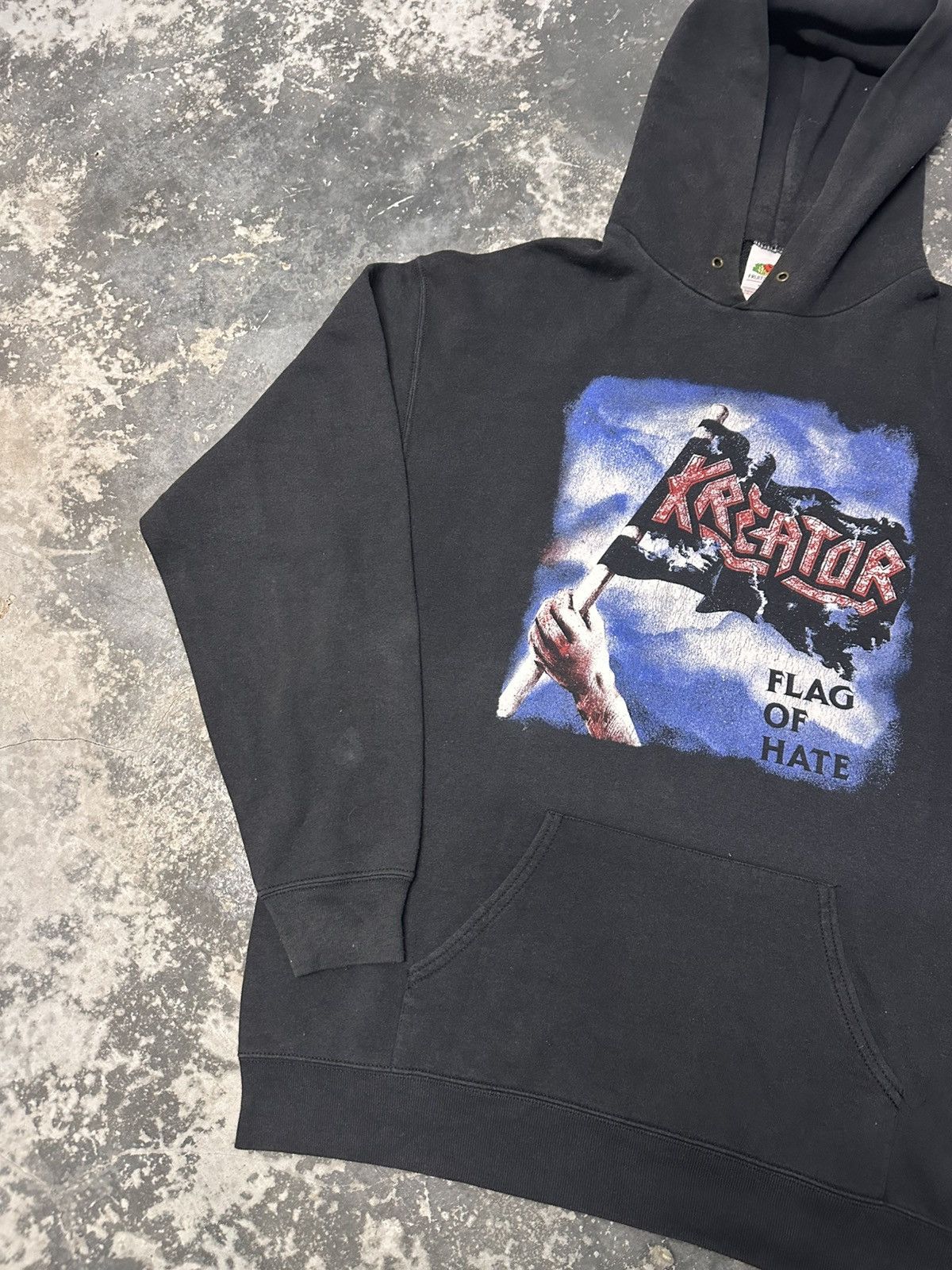 Band Tees × Vintage Vintage 90s Kreator Flag of Hate Hoodie Thrash Metal Band Size US XL / EU 56 / 4 - 2 Thumbnail