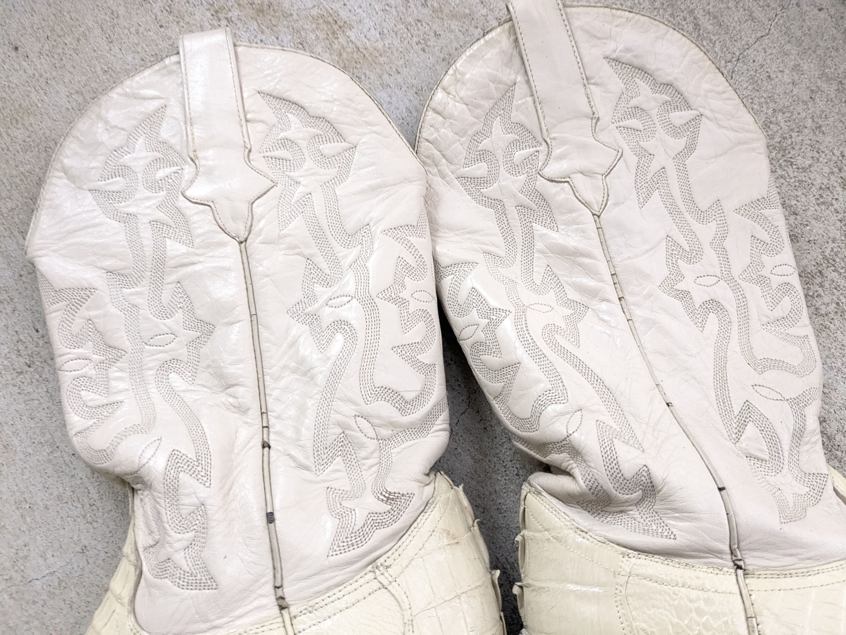Genuine Leather Crocodile Cowboy Boots White 9.5 Vintage Leather Botas Size US 9.5 / EU 42-43 - 6 Thumbnail
